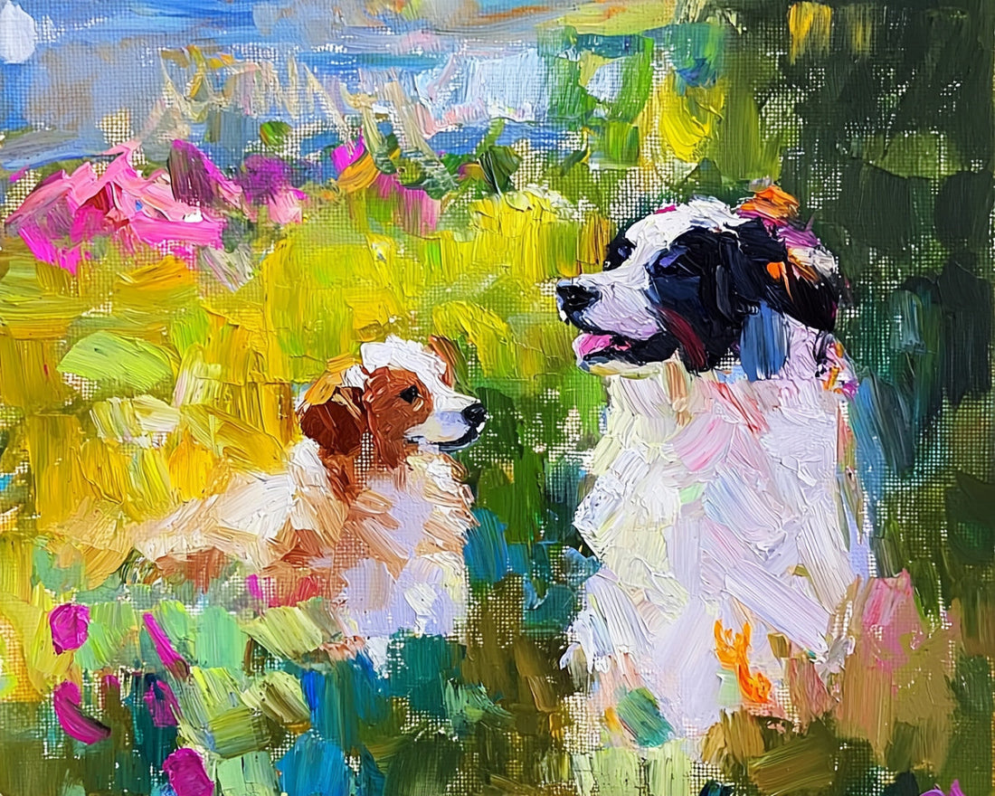Digital Brushstrokes: Capturing Canine Companions in a Symphony of Color