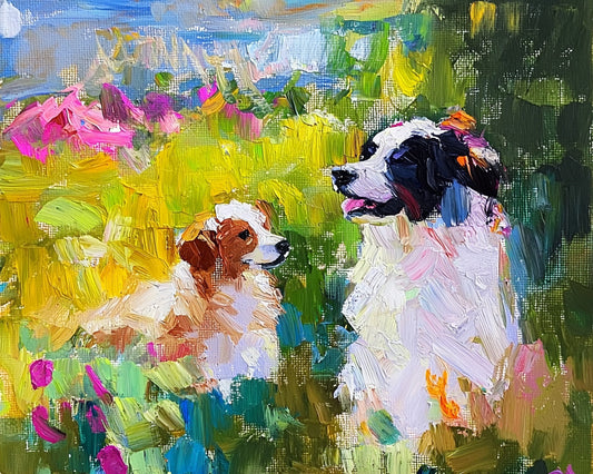 Digital Brushstrokes: Capturing Canine Companions in a Symphony of Color