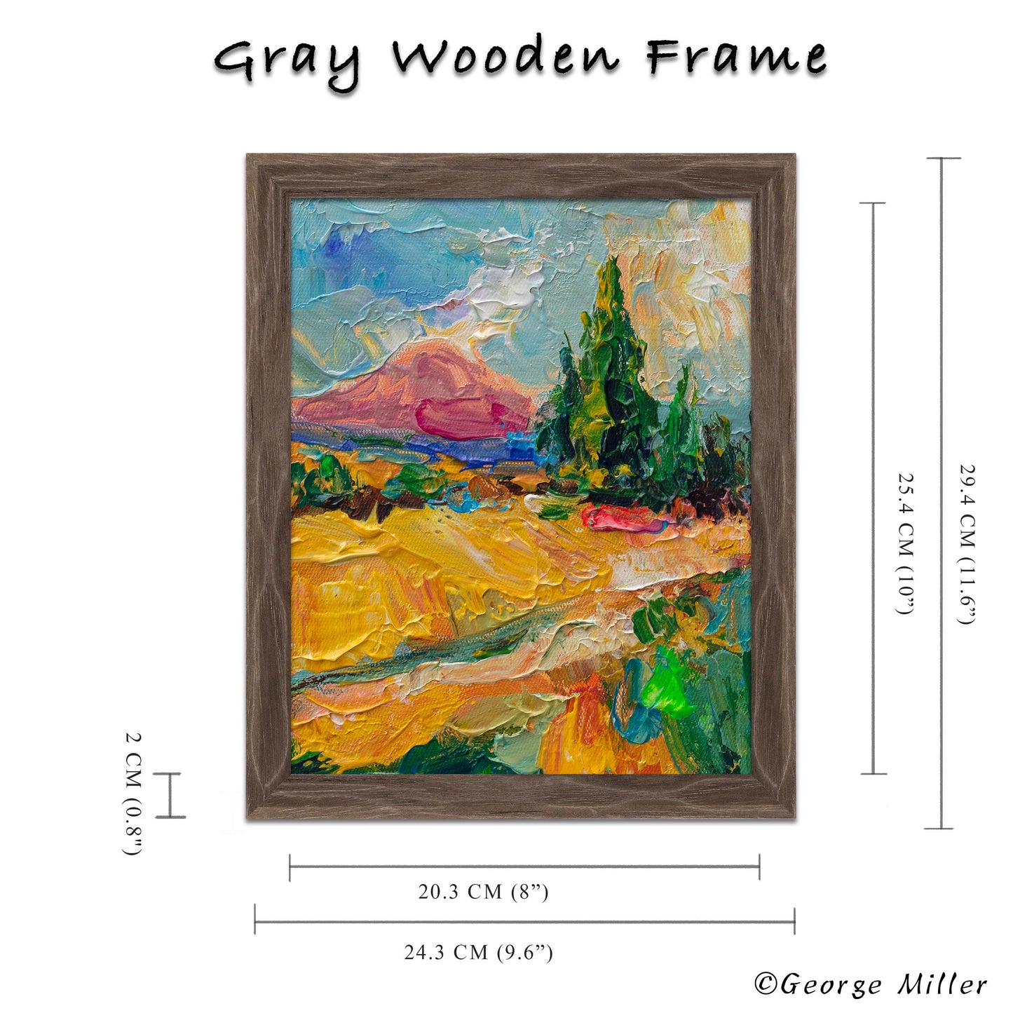 Golden Hour Majesty - Textured Landscape Painting, Sunset Scene, Evergreen Trees, Palette Knife Art, Original - GeorgeMillerArt