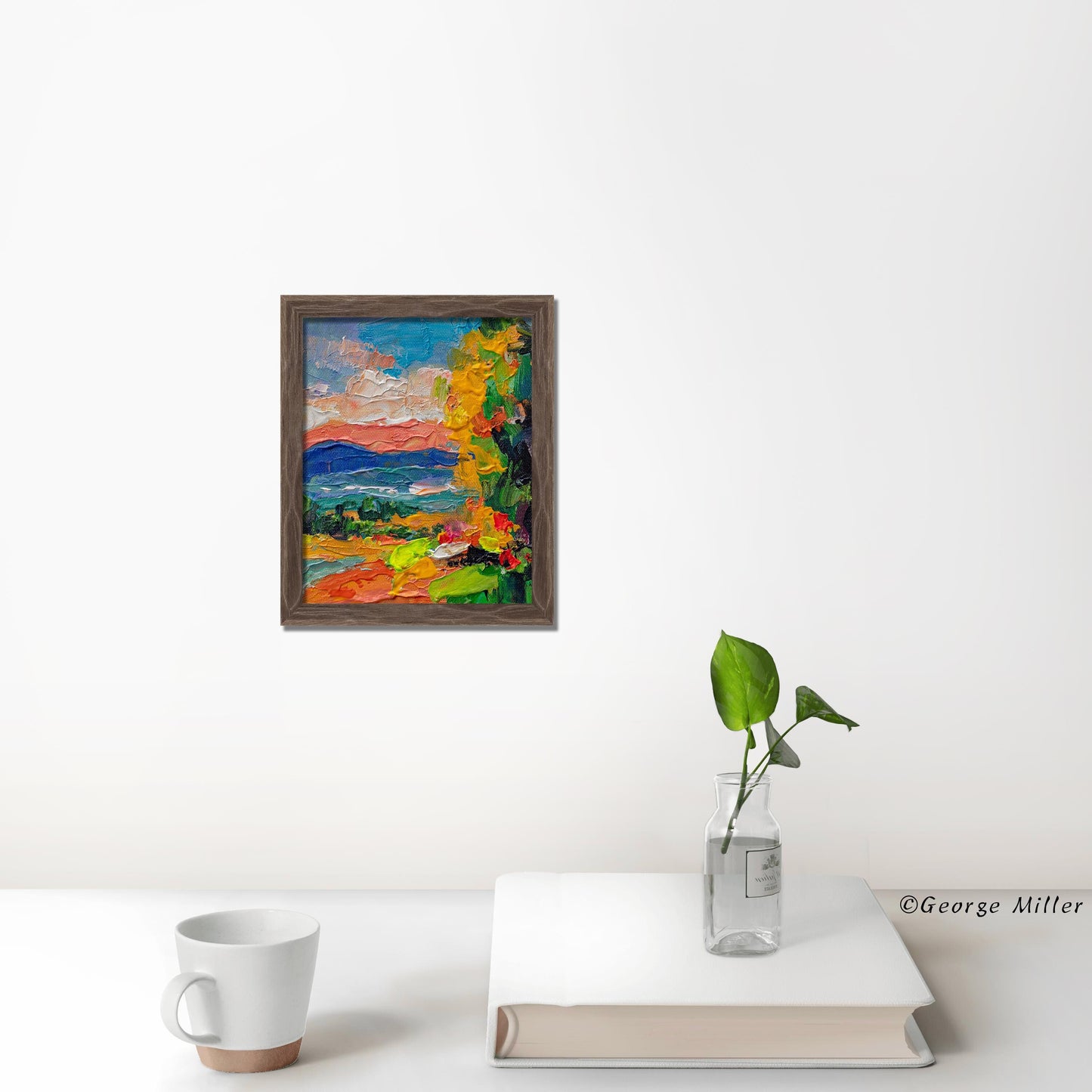 Sunset Tapestry: An Original Impasto Landscape Painting - Fiery Sunset Painting, Original Oil on Canvas, Impasto Landscape Art - GeorgeMillerArt
