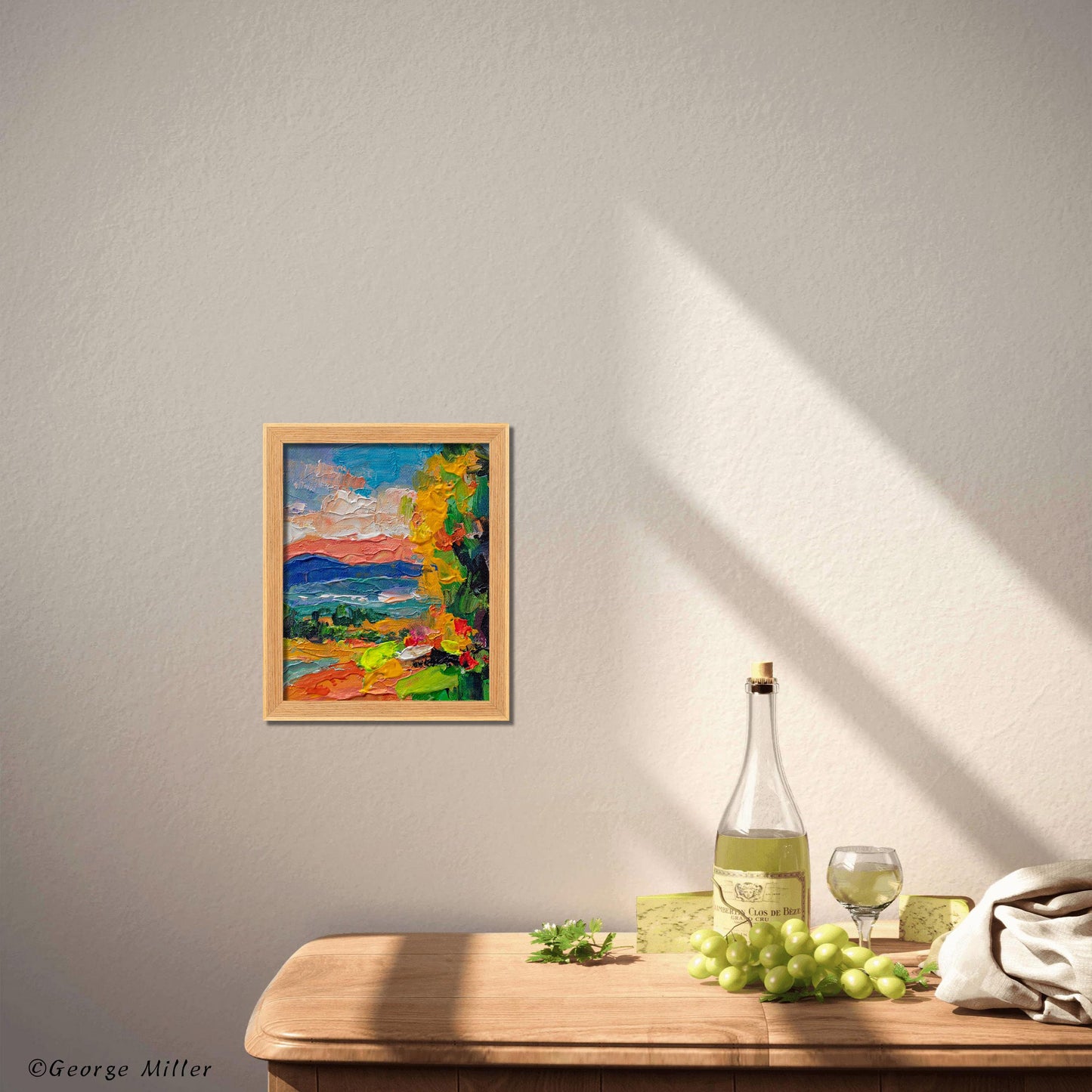 Sunset Tapestry: An Original Impasto Landscape Painting - Fiery Sunset Painting, Original Oil on Canvas, Impasto Landscape Art - GeorgeMillerArt