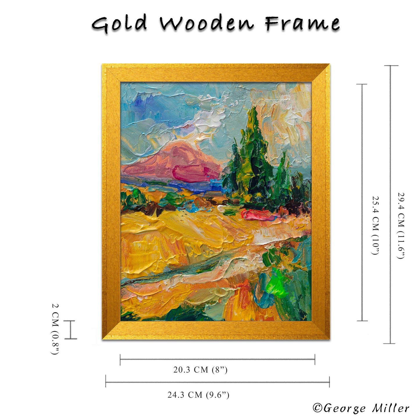 Golden Hour Majesty - Textured Landscape Painting, Sunset Scene, Evergreen Trees, Palette Knife Art, Original - GeorgeMillerArt