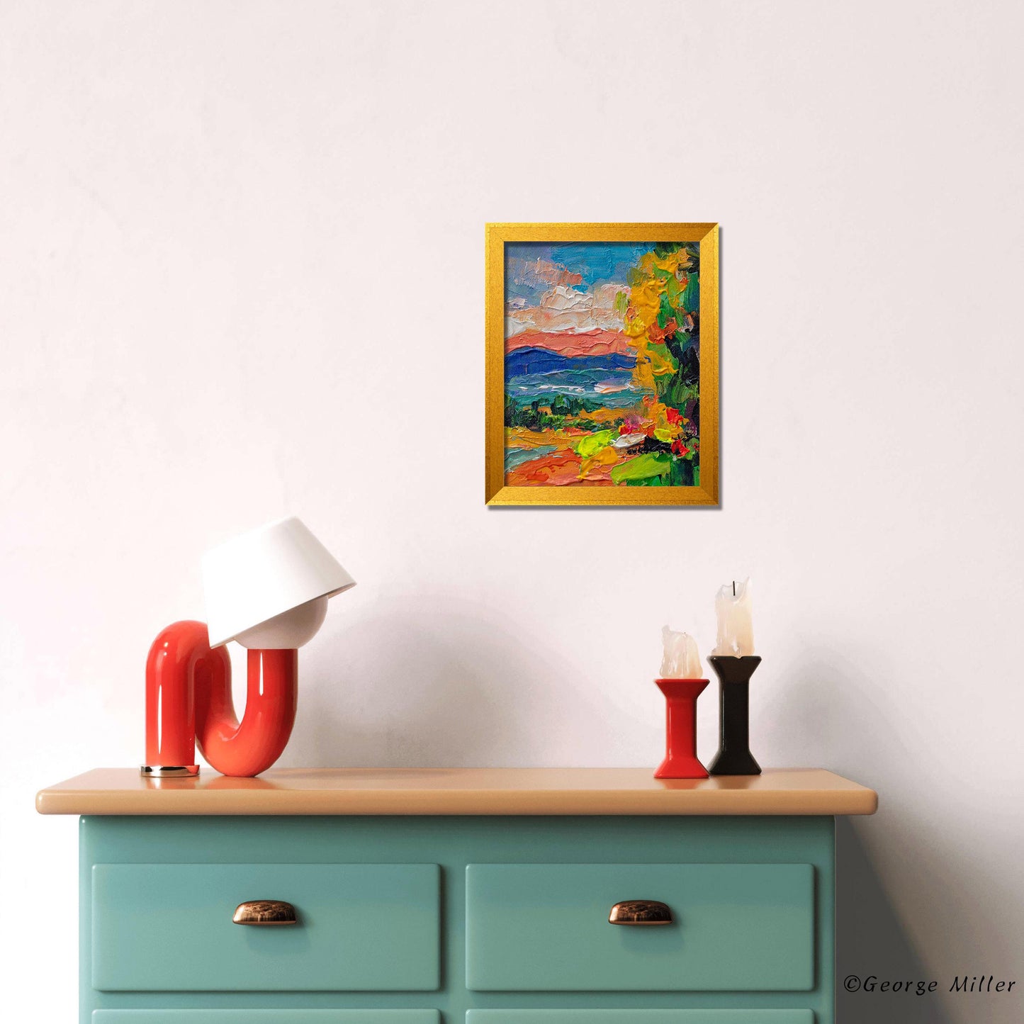 Sunset Tapestry: An Original Impasto Landscape Painting - Fiery Sunset Painting, Original Oil on Canvas, Impasto Landscape Art - GeorgeMillerArt