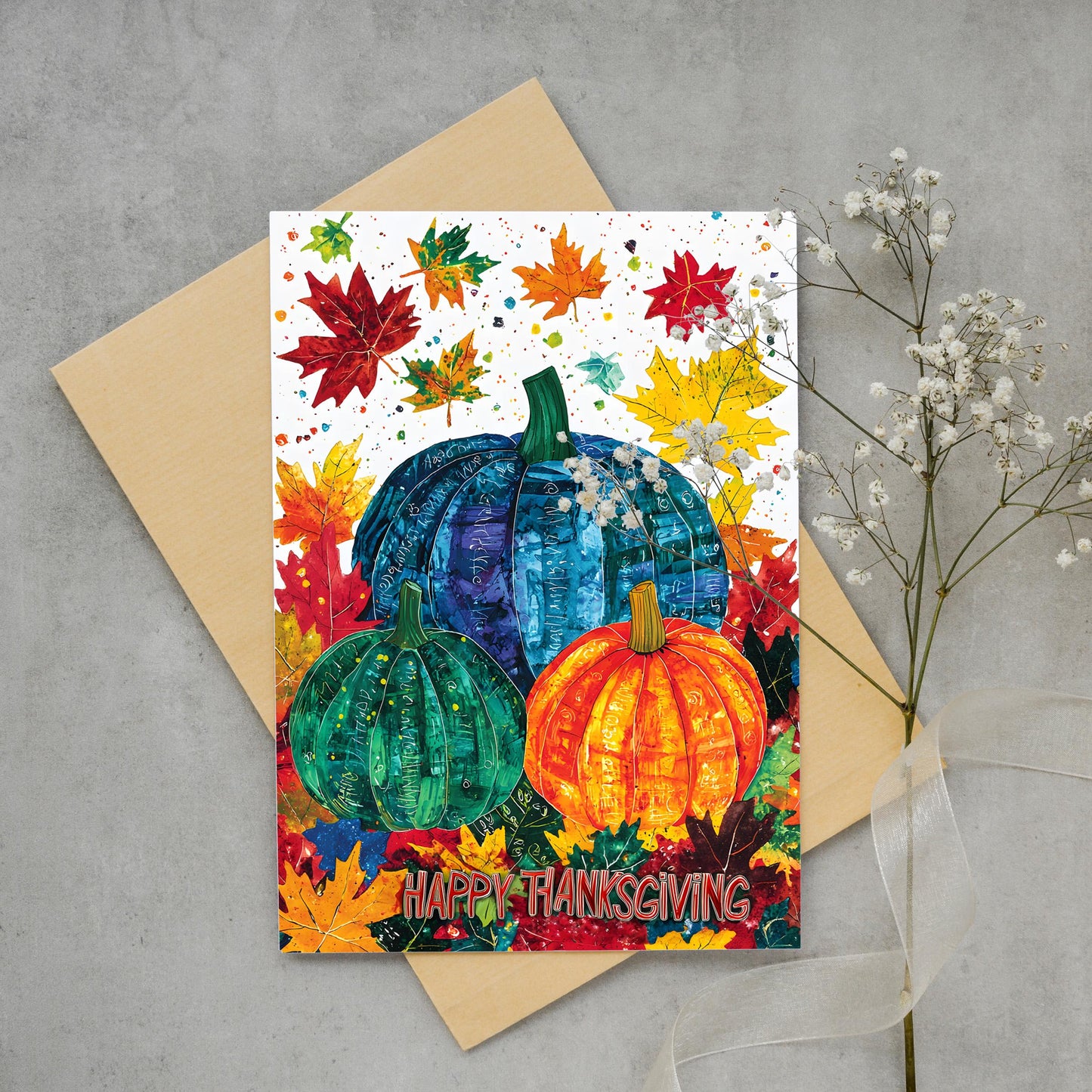 Modern Thanksgiving Digital Download - George Miller's Artistic Fall Pumpkins and Leaves