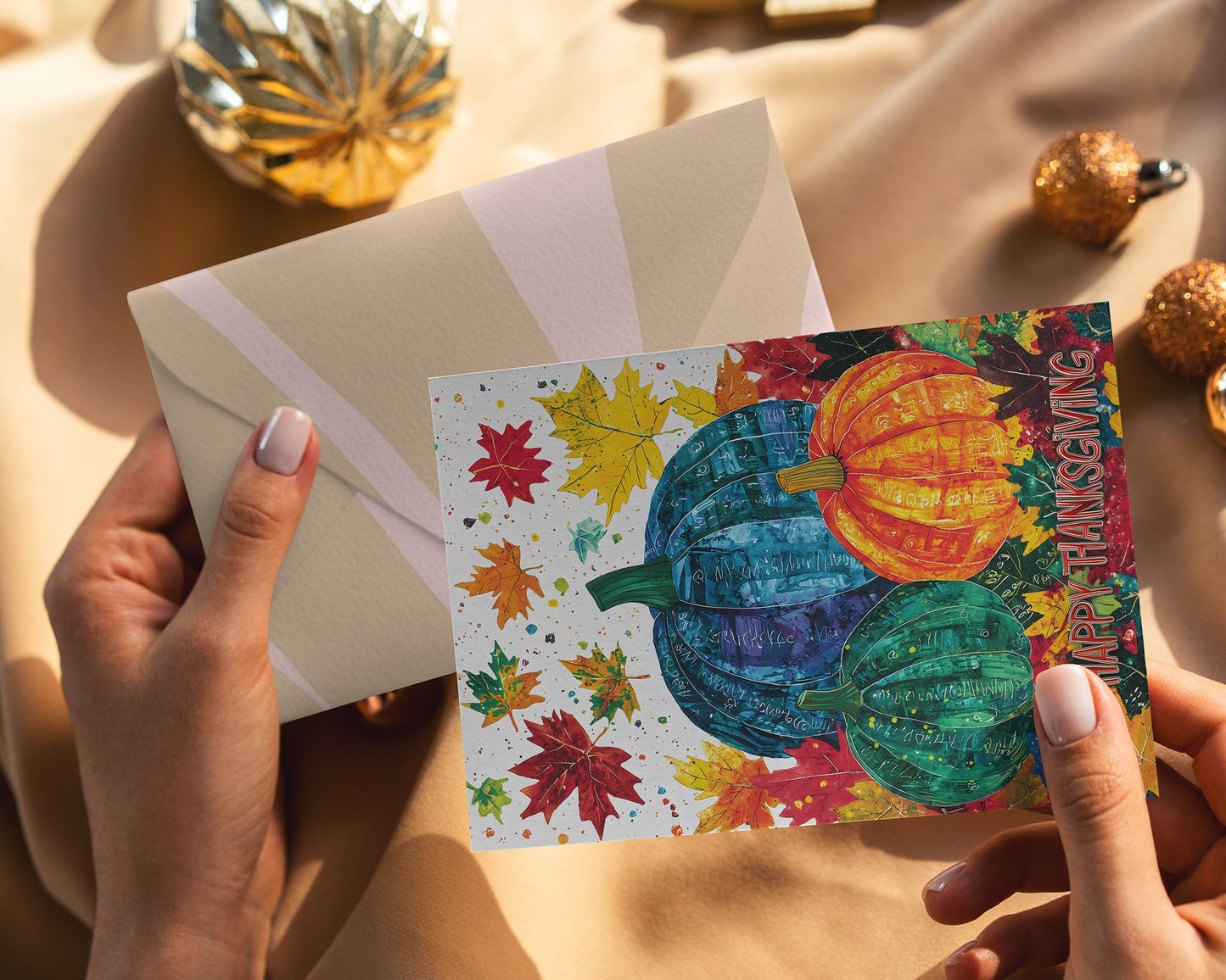 Modern Thanksgiving Digital Download - George Miller's Artistic Fall Pumpkins and Leaves