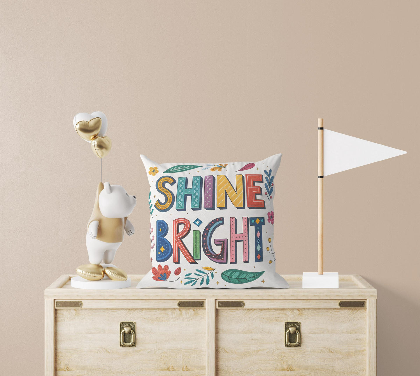 Boho Inspirational Cushion | Vibrant 'Shine Bright' Design | Positive Message Decor