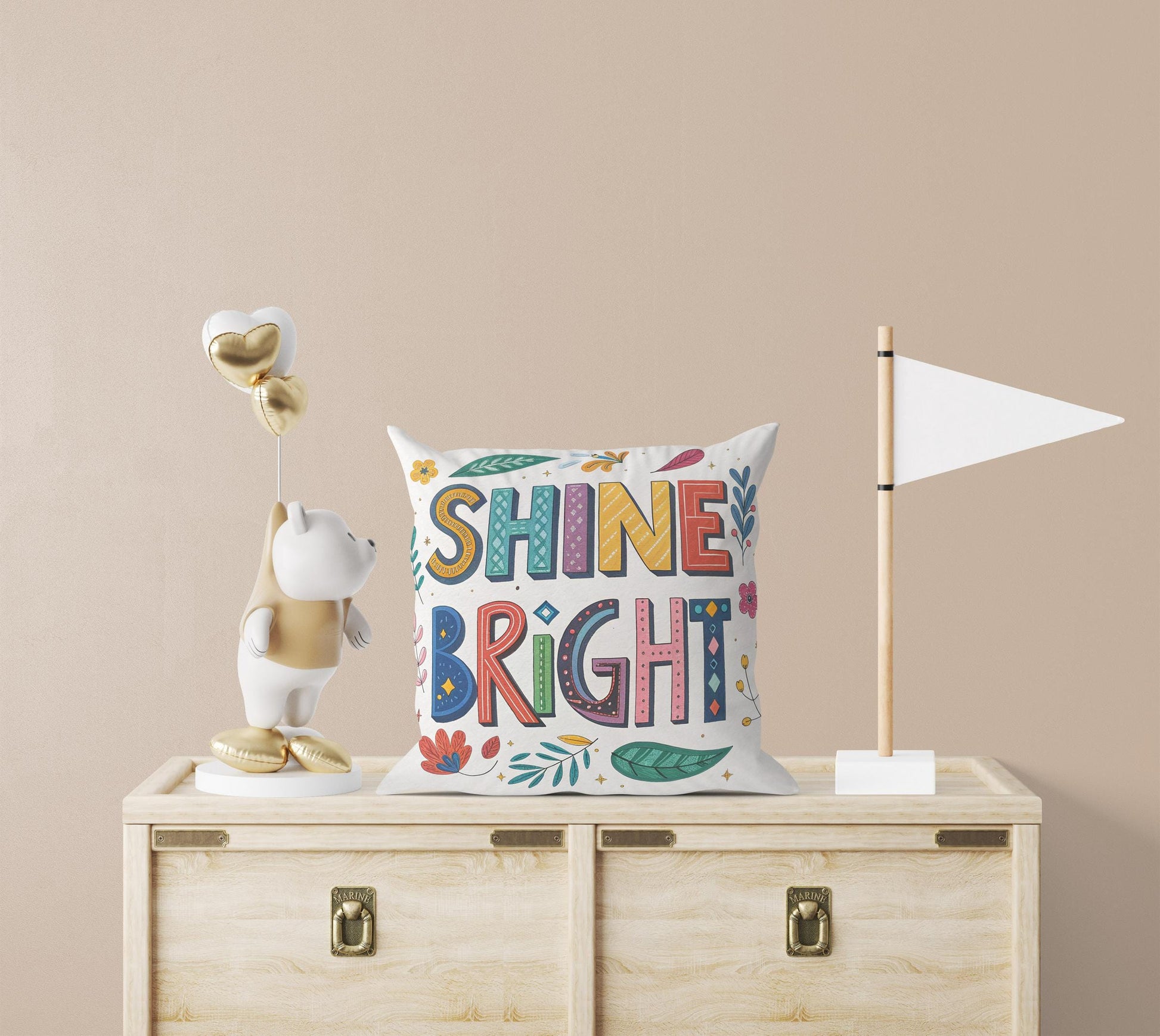 Boho Inspirational Cushion | Vibrant 'Shine Bright' Design | Positive Message Decor