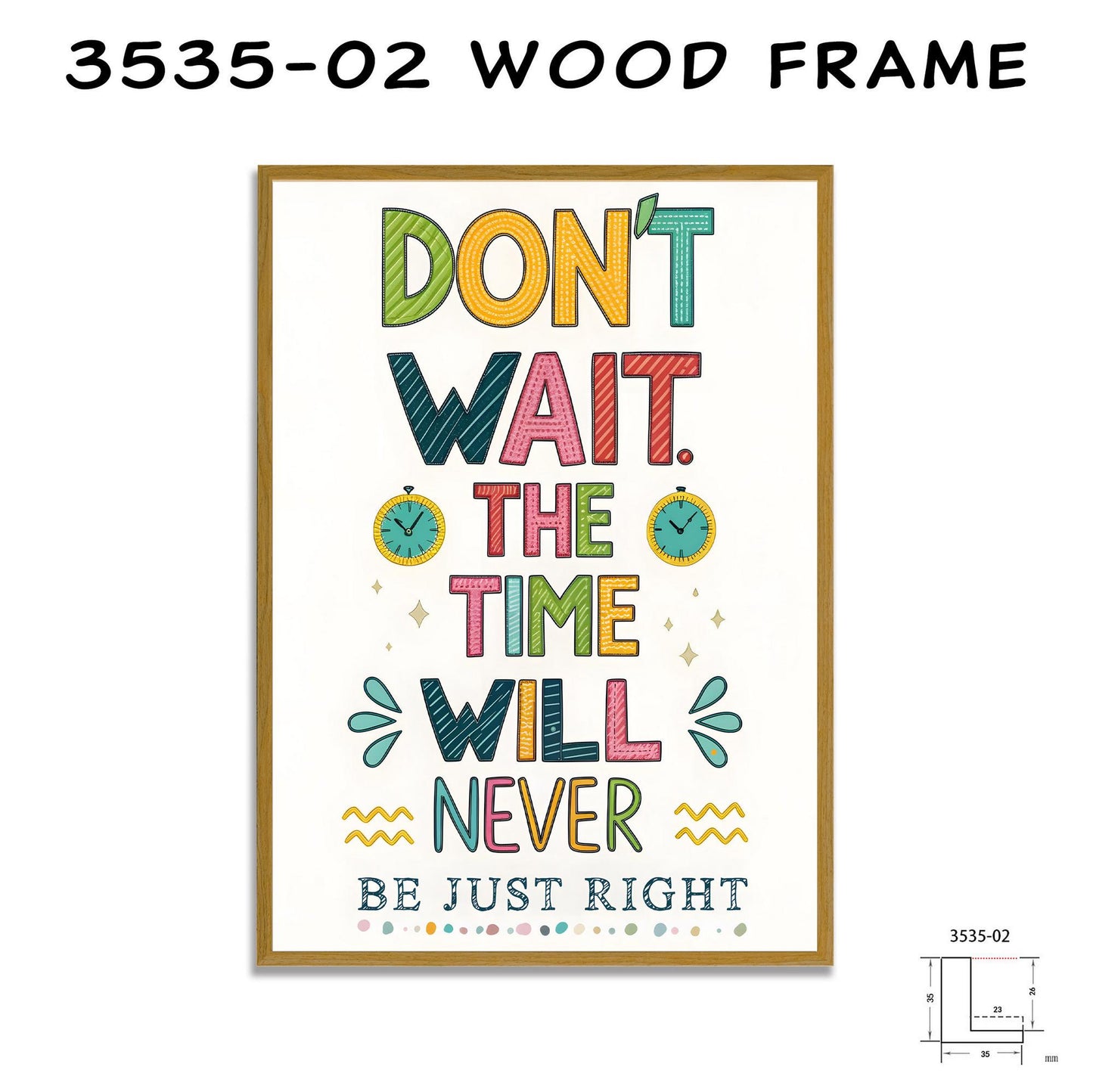Motivational Digital Download - Don't Wait Quote - Colorful Typography for Home Office