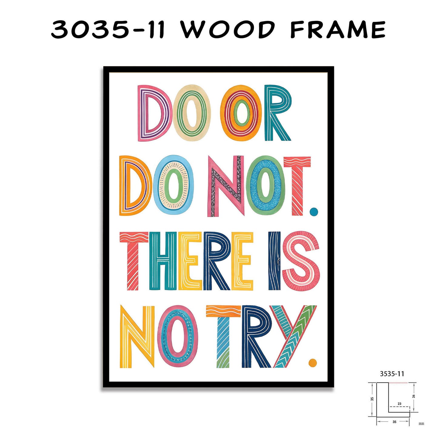 Whimsical Wall Decor - Do Or Do Not Motivational Quote - Colorful Canvas Art for Office