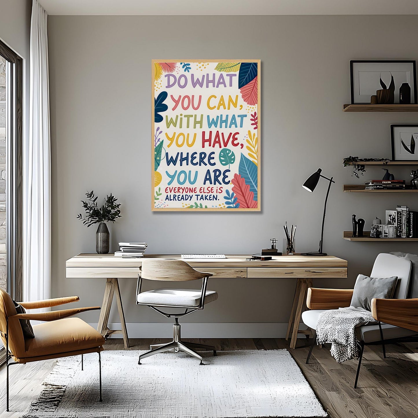 Positive Affirmation Wall Art - Do What You Can - Vibrant Typography Print for Home