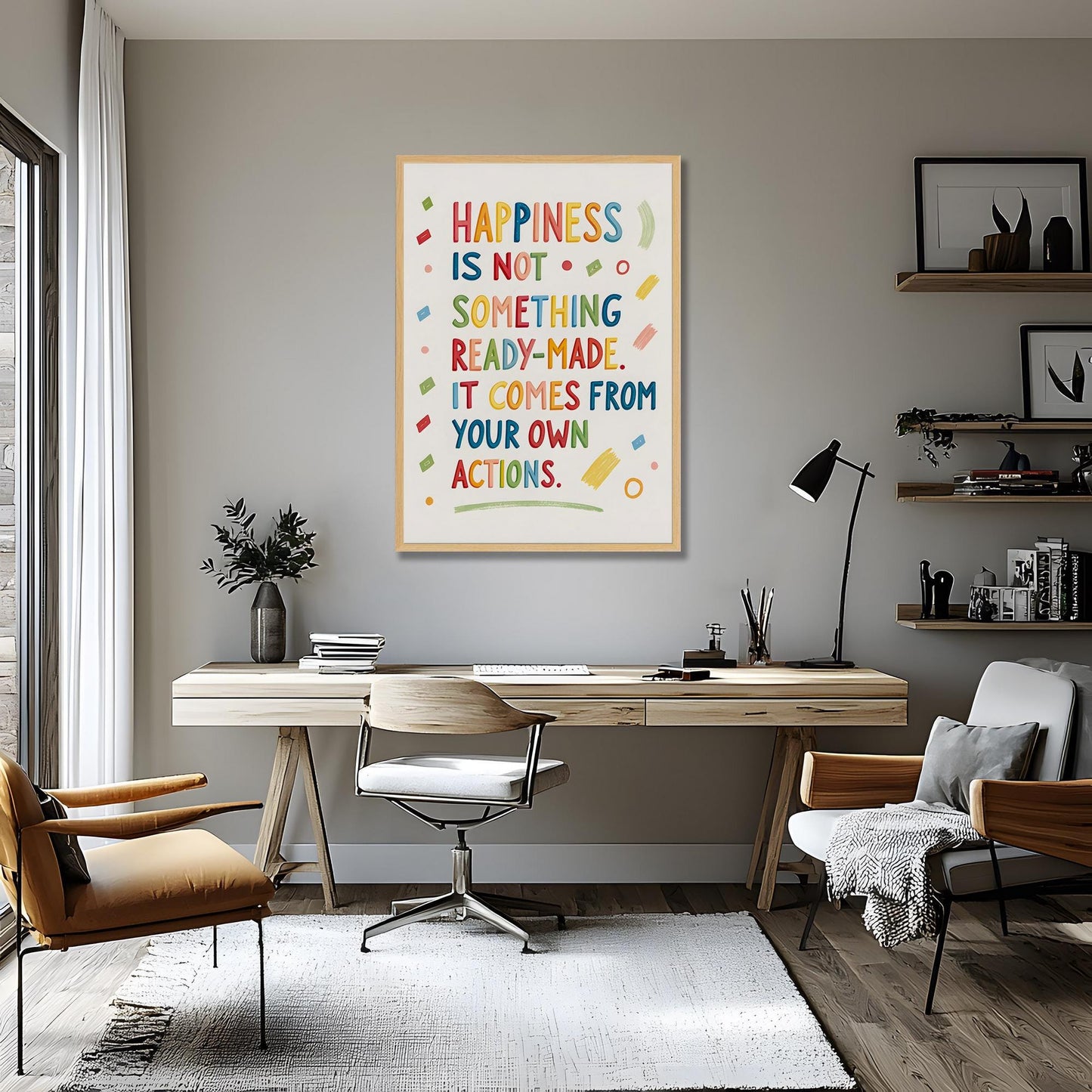 Colorful Typography Print | Happiness Quote | Inspirational Wall Art | Home Decor | Canvas or Digital Download