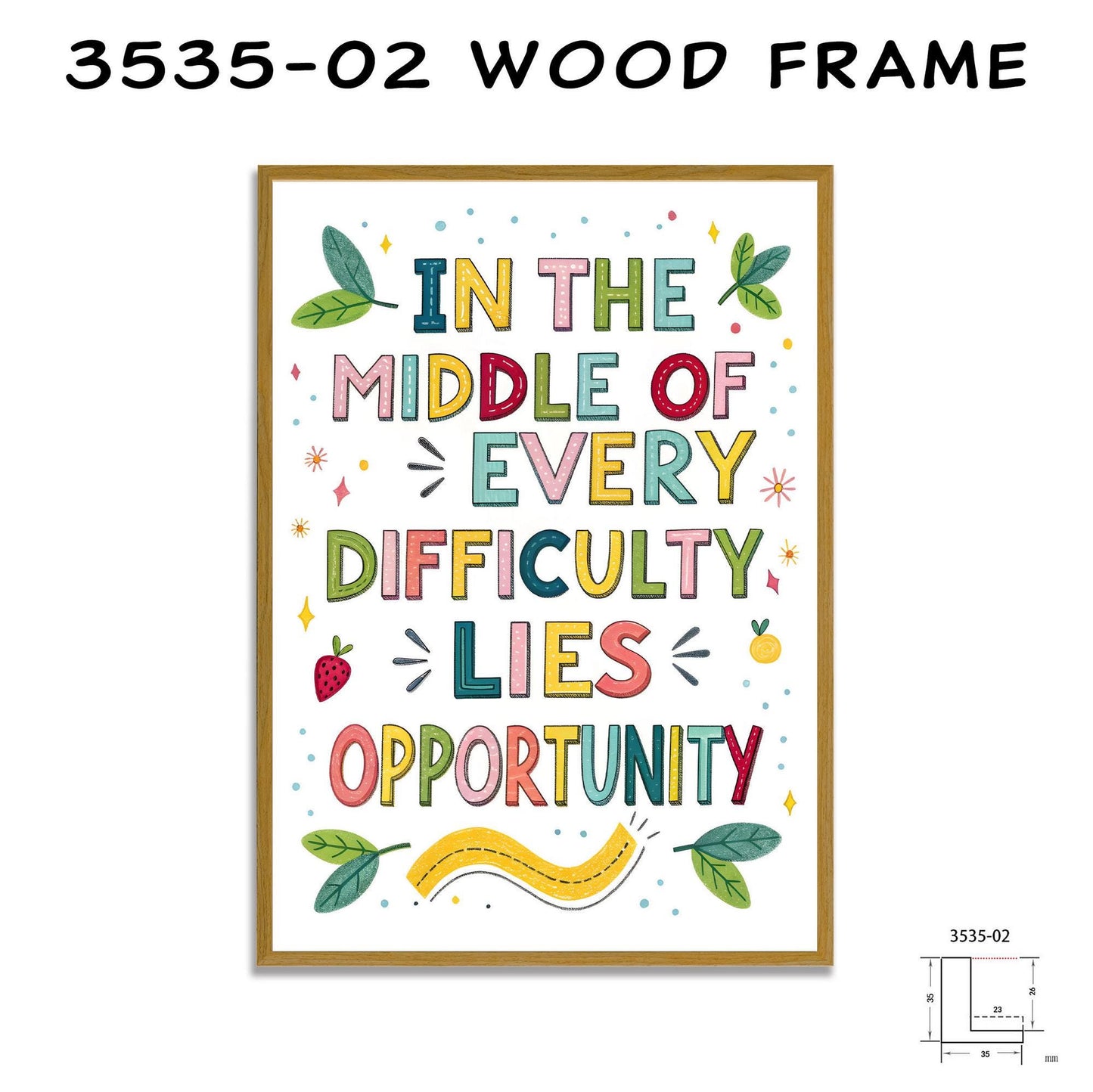 Playful Motivational Canvas - Difficulty to Opportunity Quote - George Miller Vibrant Art