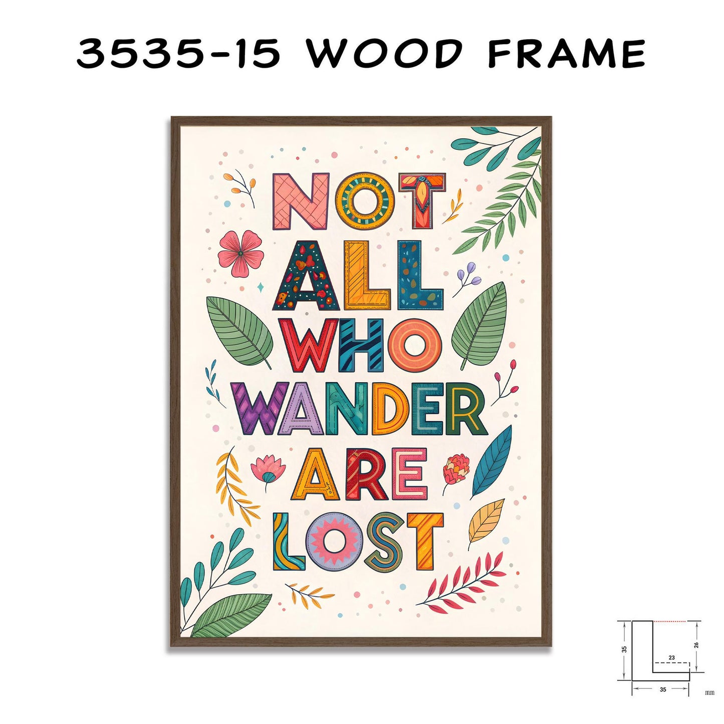 Inspirational Canvas Print | Not All Who Wander Quote | Colorful Boho Wall Art | Home Decor | Framed or Unframed