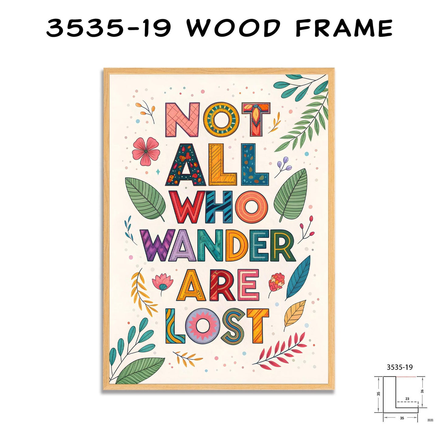 Travel Quote Art | Not All Who Wander | Colorful Typography | Inspirational Print | Boho Canvas Decor