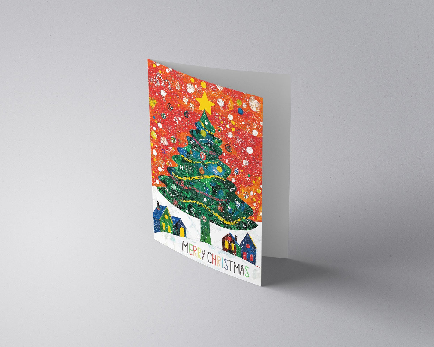 Vibrant Christmas Card Festive Tree Design Colorful Holiday Greeting George Miller Art Print
