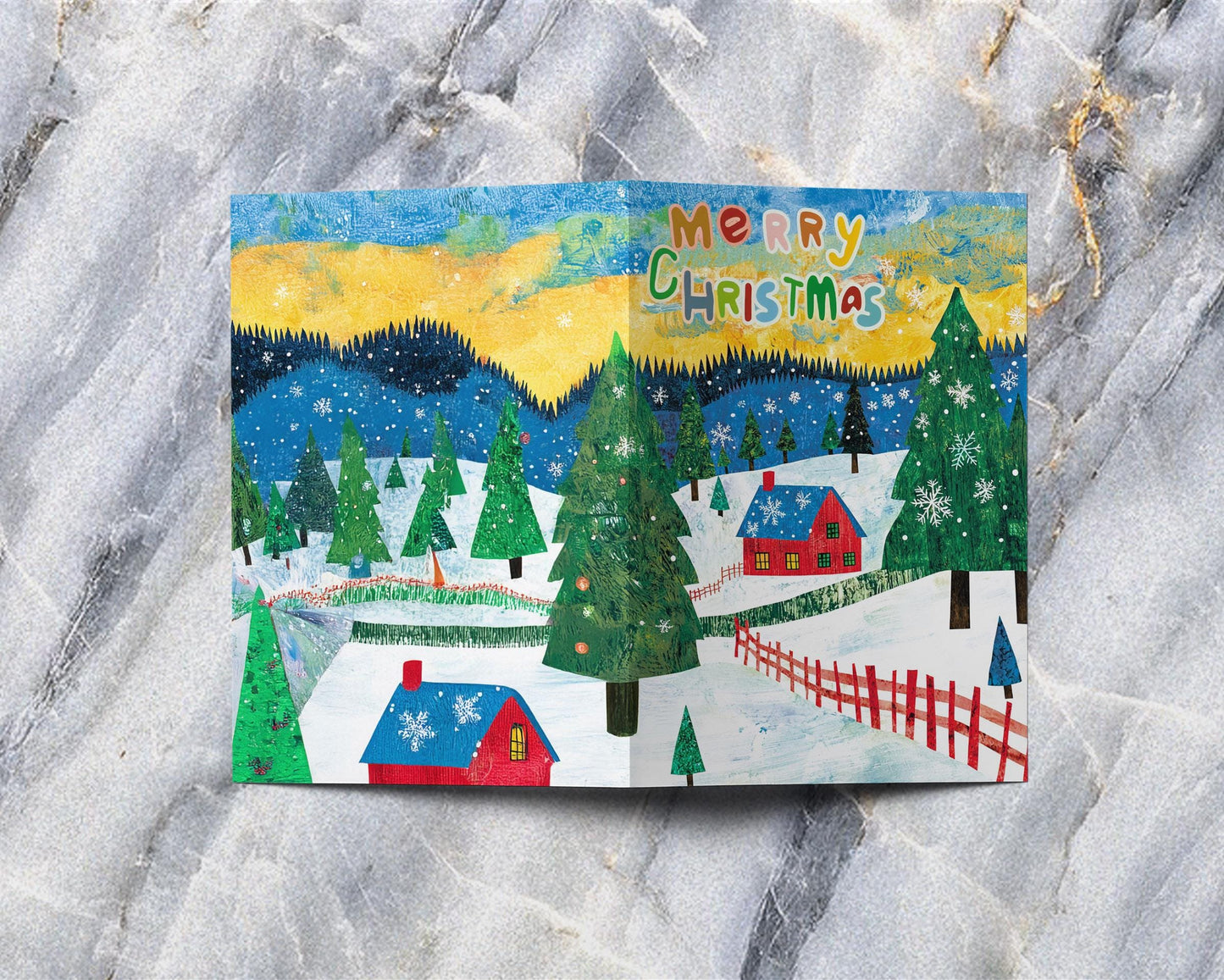 Cozy Christmas House Card Artistic Snow Scene Nostalgic Holiday Greeting George Miller