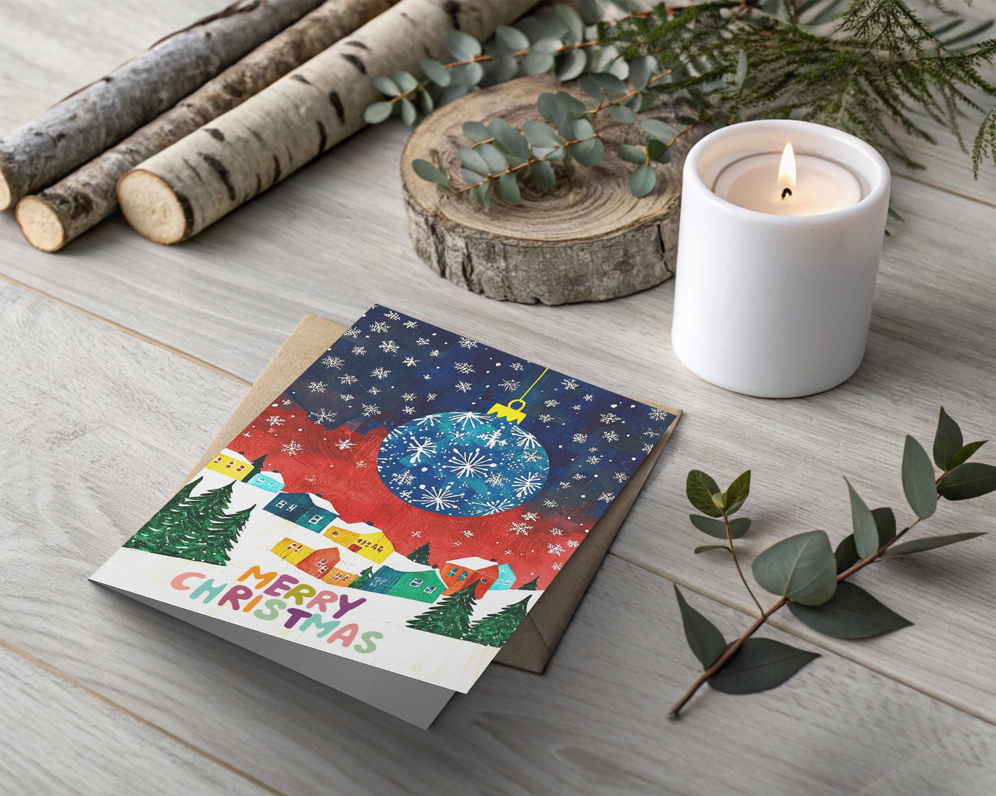 Festive Illustration Card | George Miller Christmas Design | Colorful Holiday Scene
