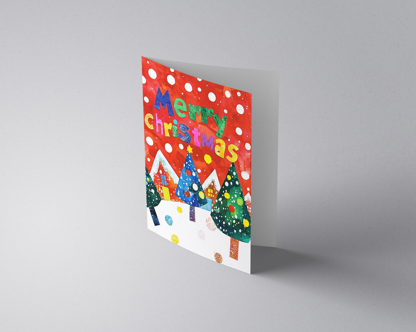 Abstract Christmas Card Vibrant Village Design Cheerful Art Print George Miller Holiday Greeting