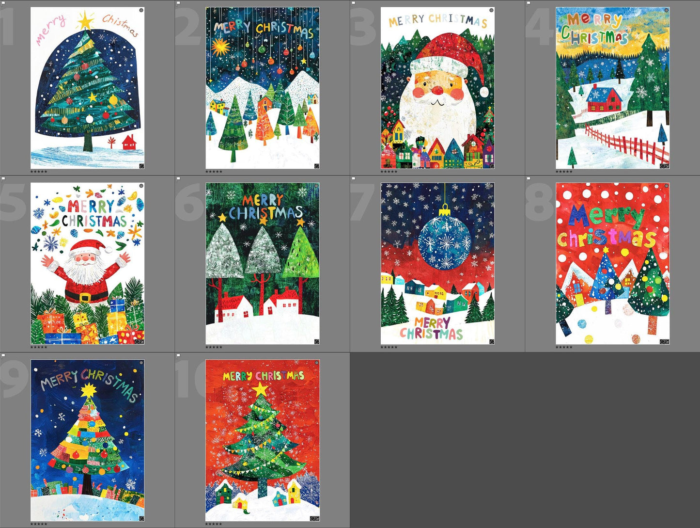 Unique Christmas Greeting Cards | George Miller Artistic Set | 10 Colorful Holiday Scenes