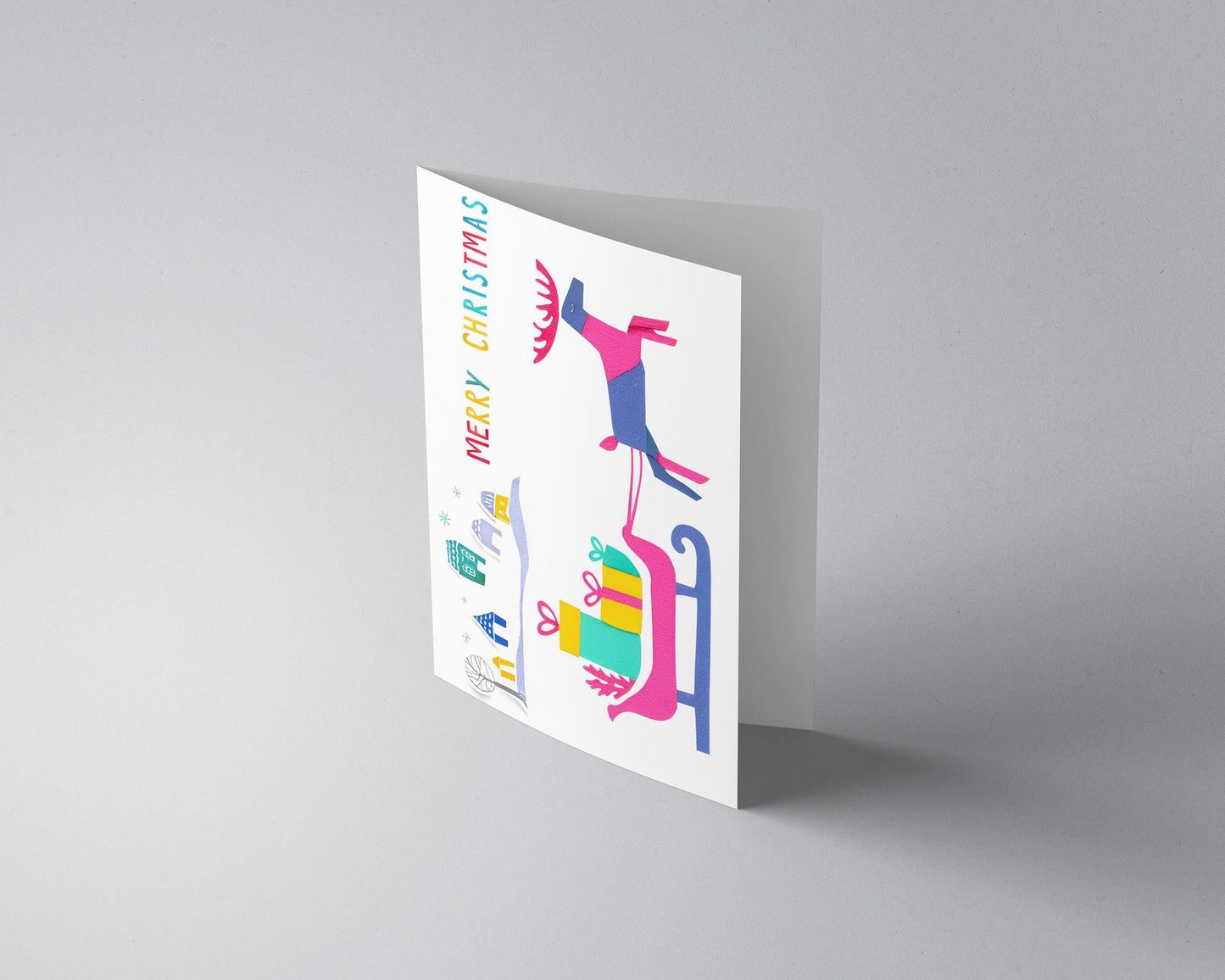 Stylized Sleigh Christmas Card | Contemporary Yuletide | Whimsical Winter Illustration