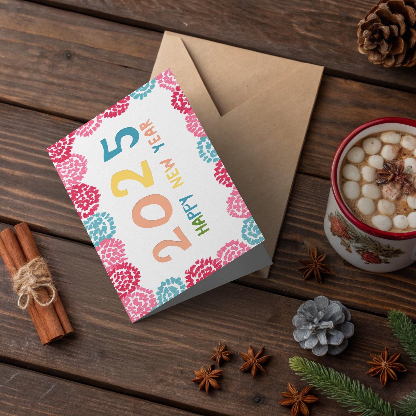 George Miller's 2025 Greeting | Vibrant New Year Card | Hand-Drawn Art | Festive Floral Design