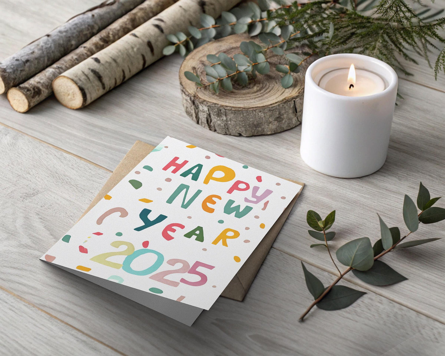 George Miller's 2025 Greeting | Vibrant New Year Card | Hand-Drawn Art | Festive Confetti Design