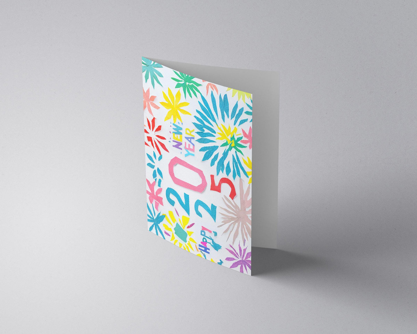 2025 New Year Card Colorful Paper Cut Design Happy New Year Greeting Festive Floral George Miller Art Print Unique