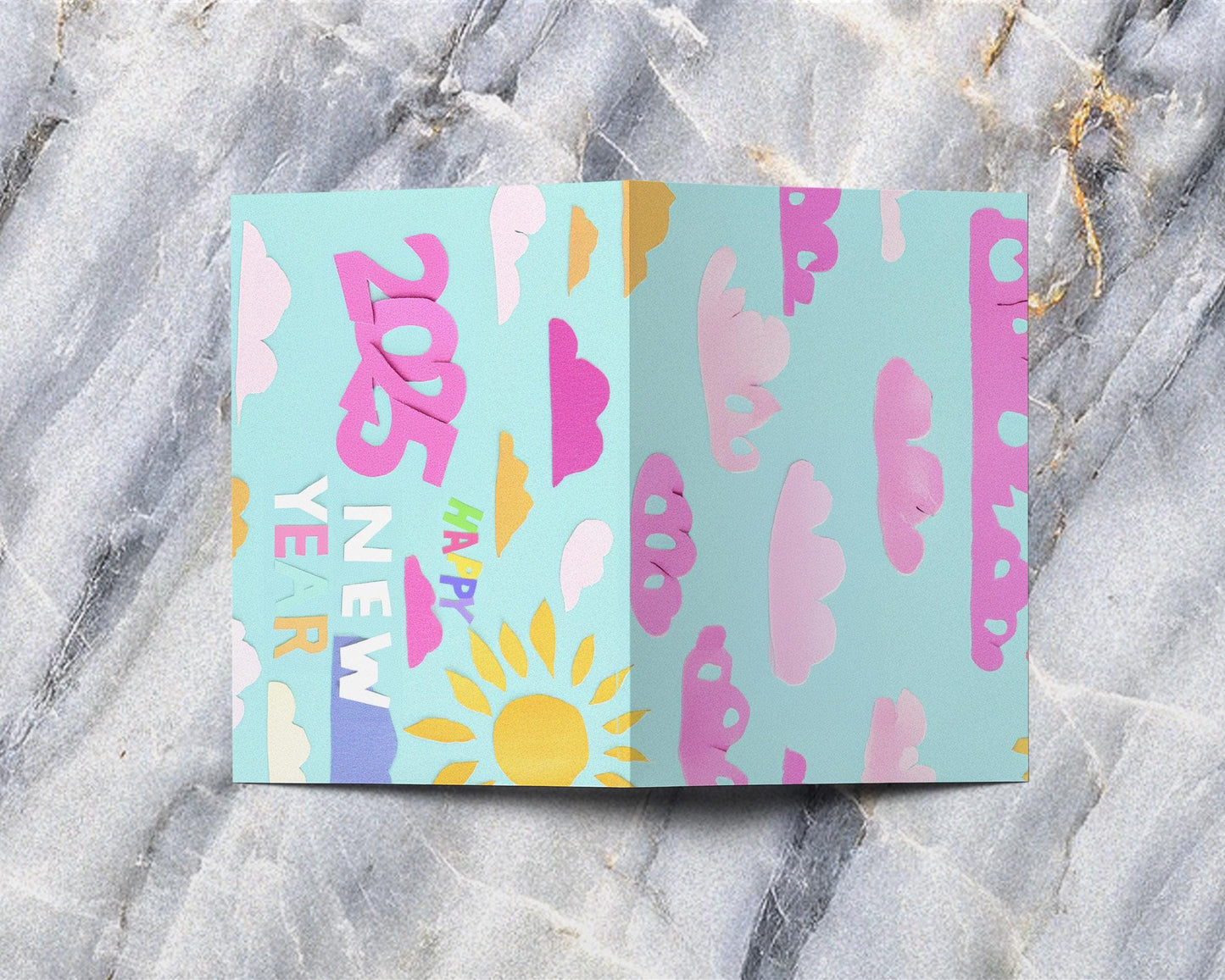 Modern Sky Theme Card | Happy 2025 Greeting | Colorful Paper Art | George Miller New Year