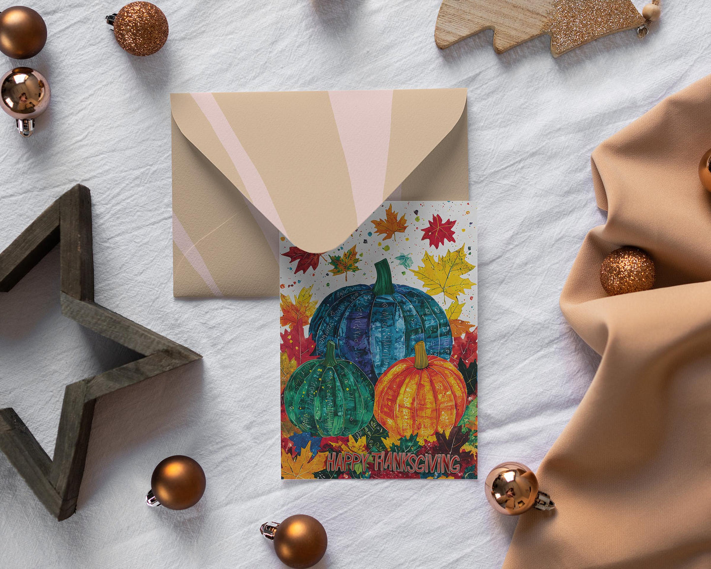 Modern Thanksgiving Digital Download - George Miller's Artistic Fall Pumpkins and Leaves