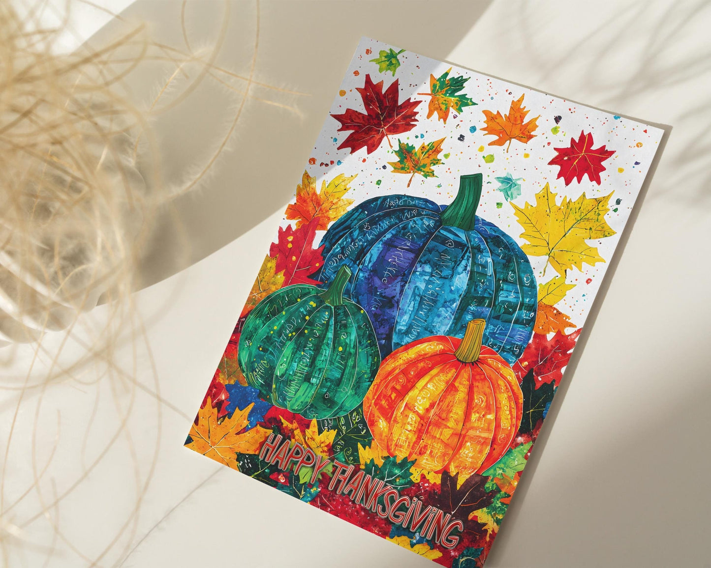 Modern Thanksgiving Digital Download - George Miller's Artistic Fall Pumpkins and Leaves