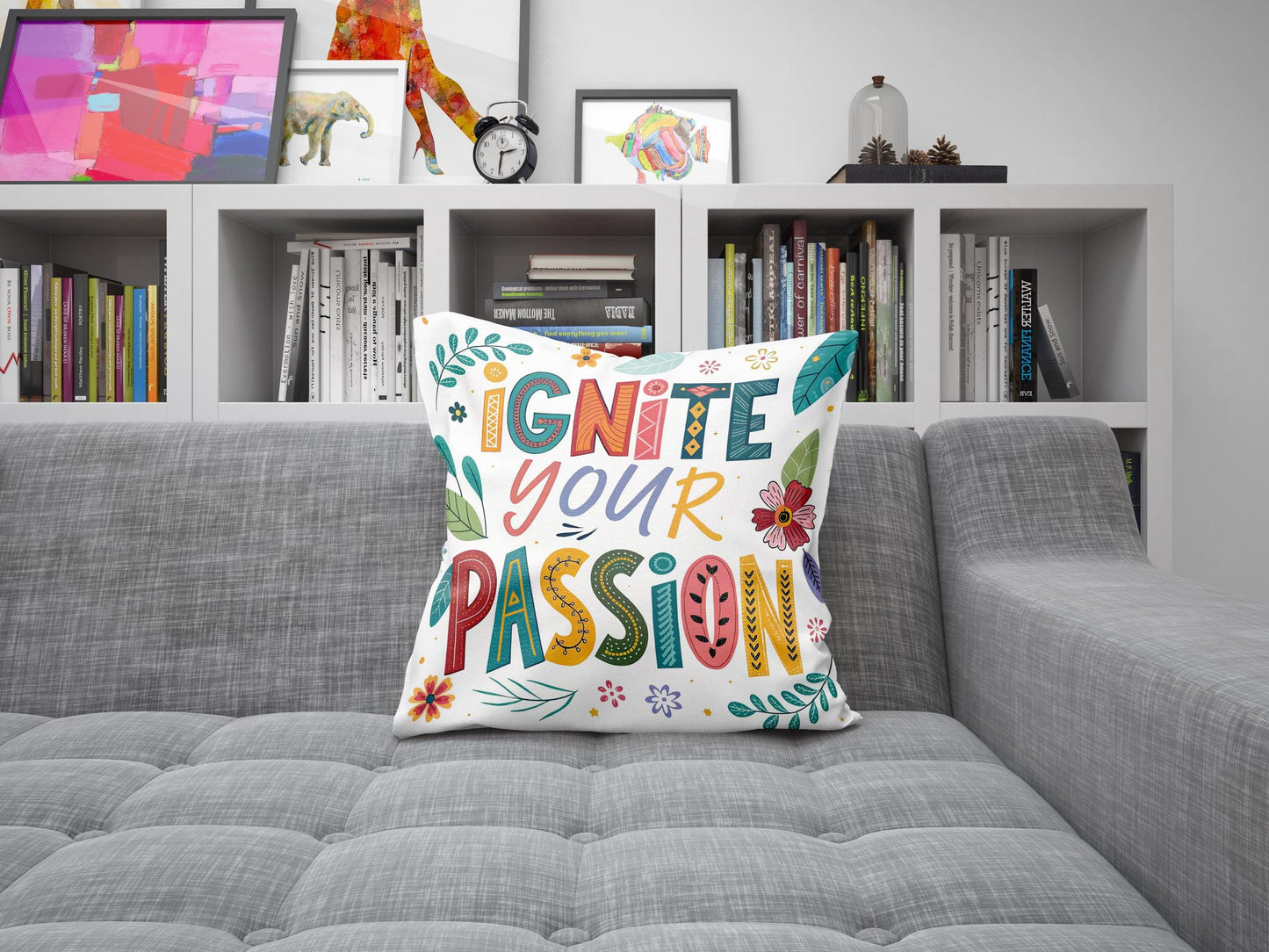 Hand Lettered 'Ignite Your Passion' Decorative Pillow | Nature Inspired Art | Unique Home Accent