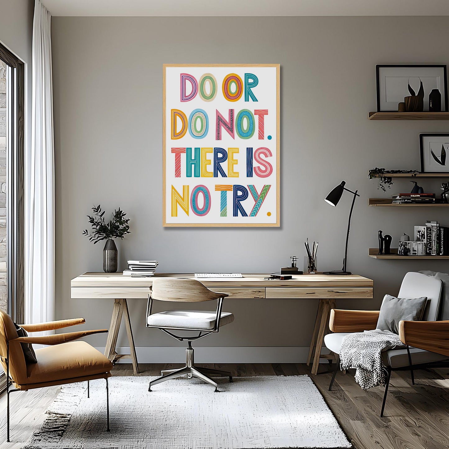 Positive Affirmation Wall Art - Do Or Do Not Quote - Vibrant Typography Print for Home