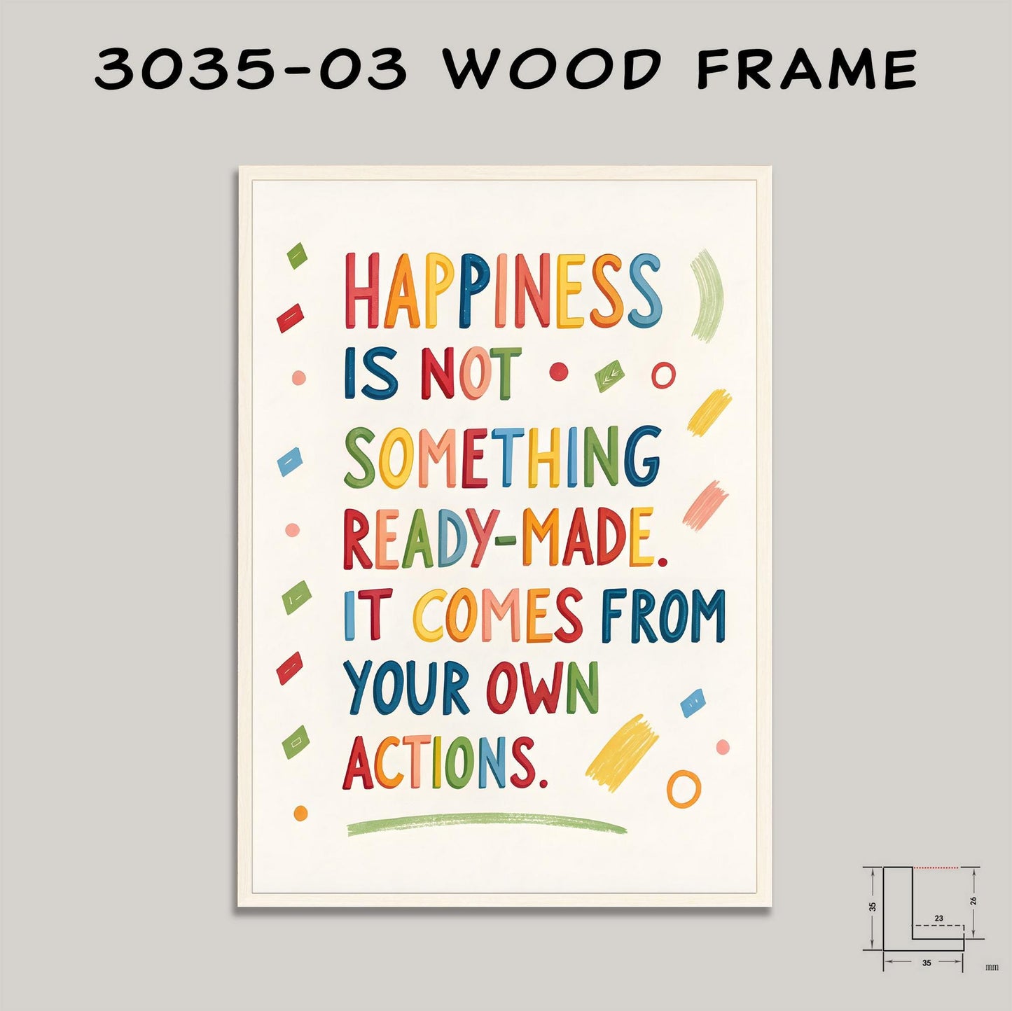 Positive Affirmation Art | Happiness Quote | Colorful Wall Decor | Home Office | Inspirational Canvas Print