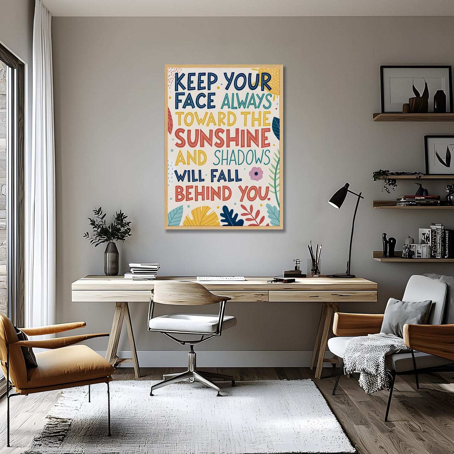 Inspirational Canvas Print | Sunshine and Shadows Quote | Colorful Wall Art | Home Decor | Framed or Unframed