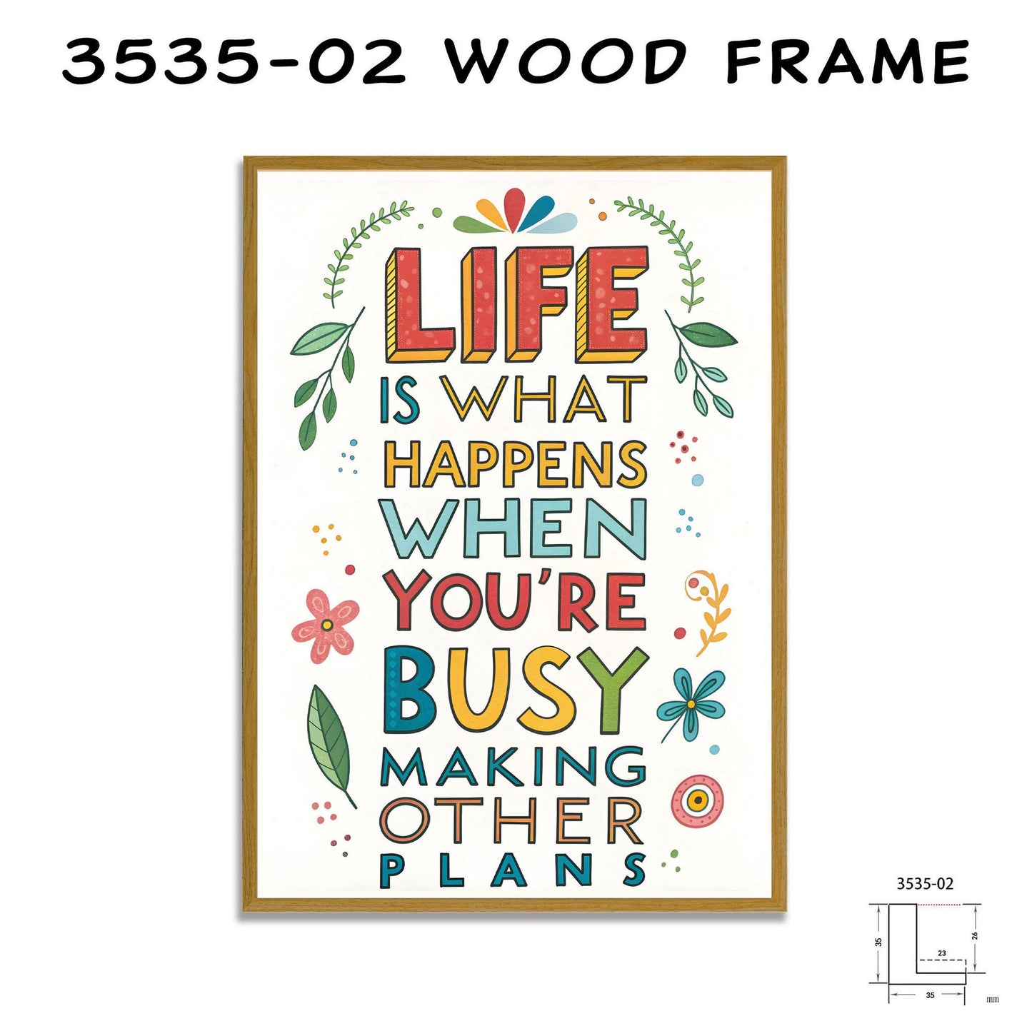 Kitchen Wall Art | Life Happens Quote | Colorful Typography | Inspirational Print | Canvas Decor