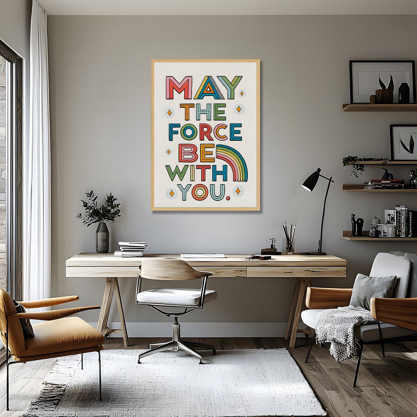 Confidence Booster Wall Art - May The Force Quote - George Miller Retro Design