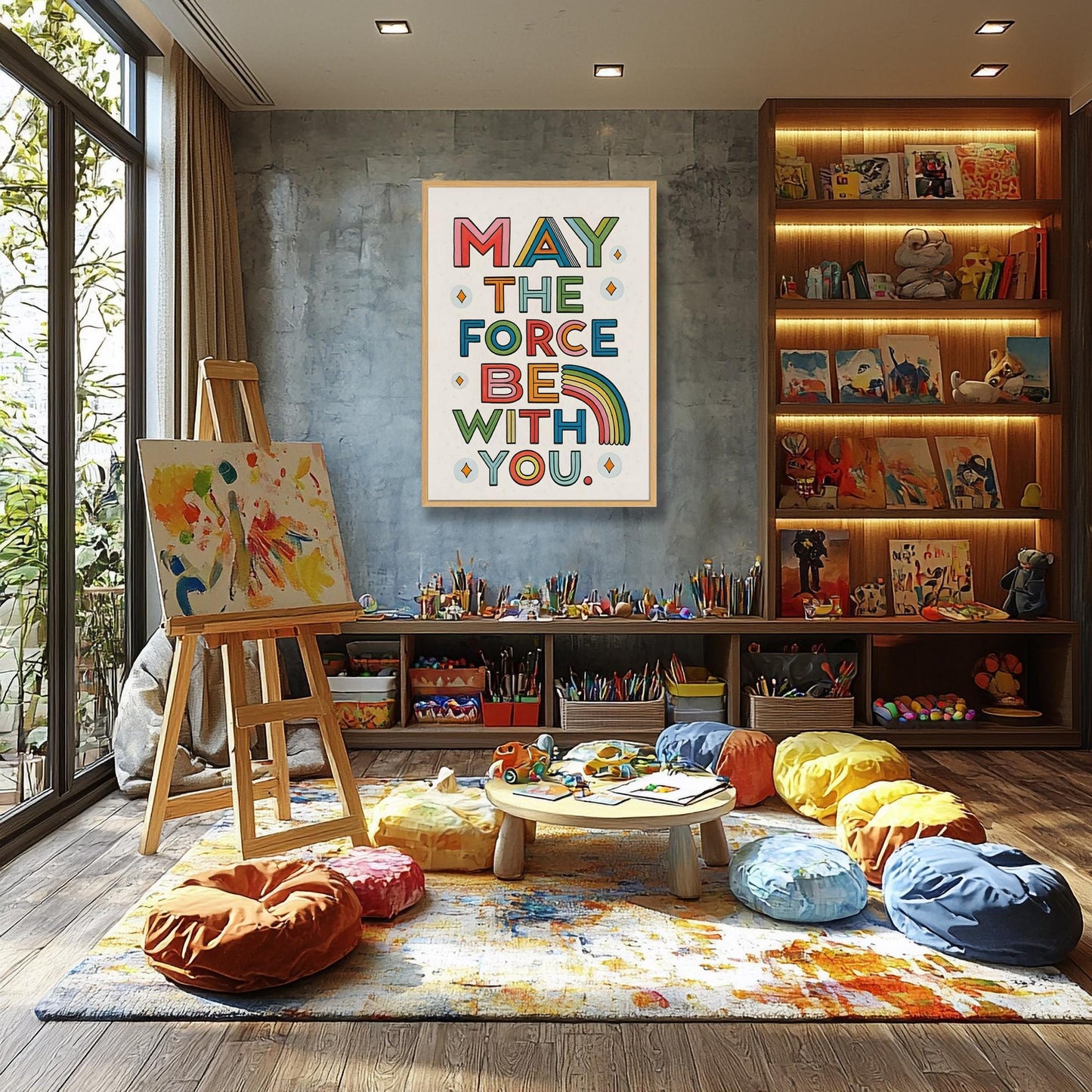 Retro Inspirational Art - Force Be With You - Colorful Typography Print