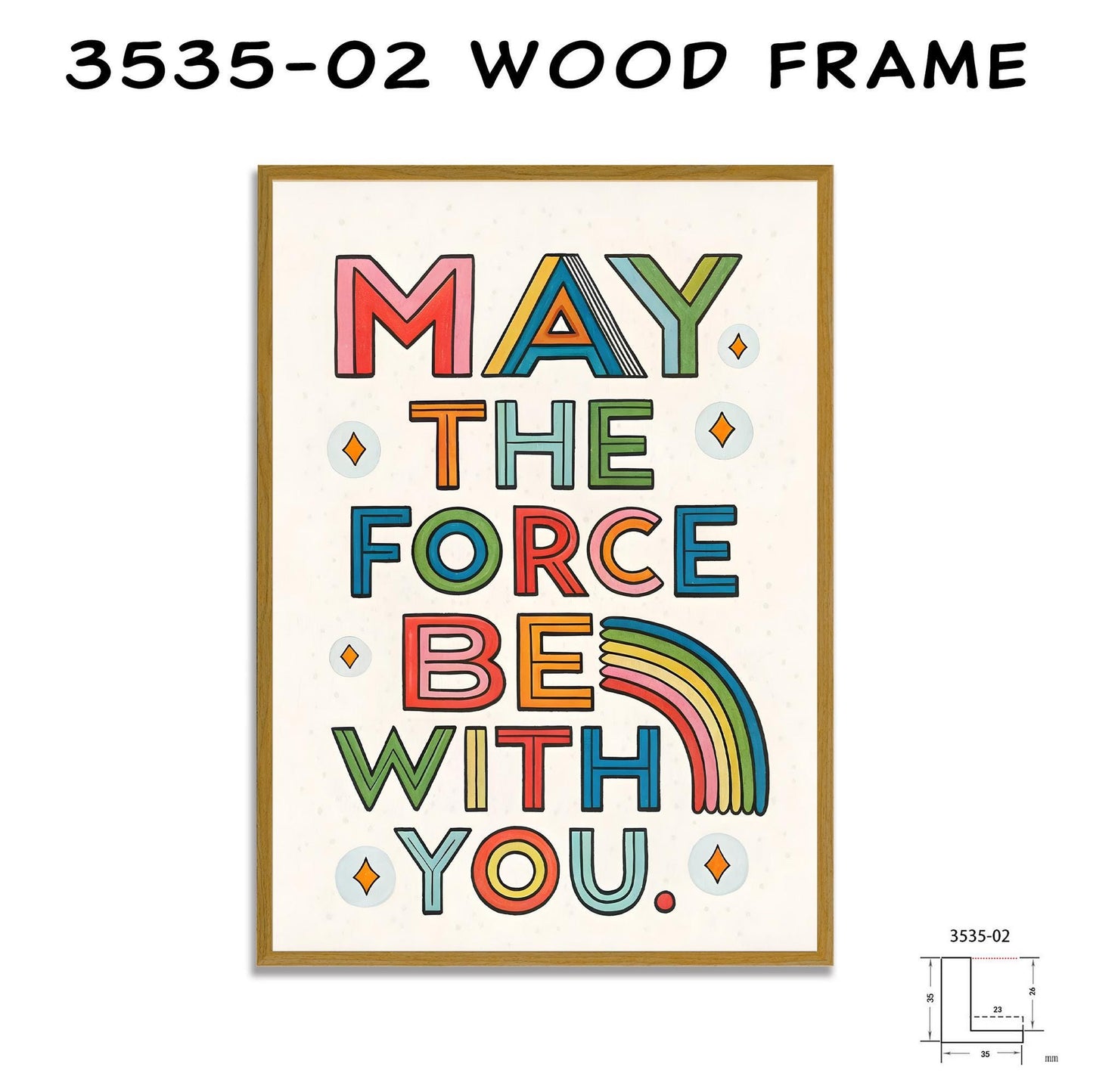 Motivational Digital Art - May The Force Quote - Retro-Inspired Home Office Decor