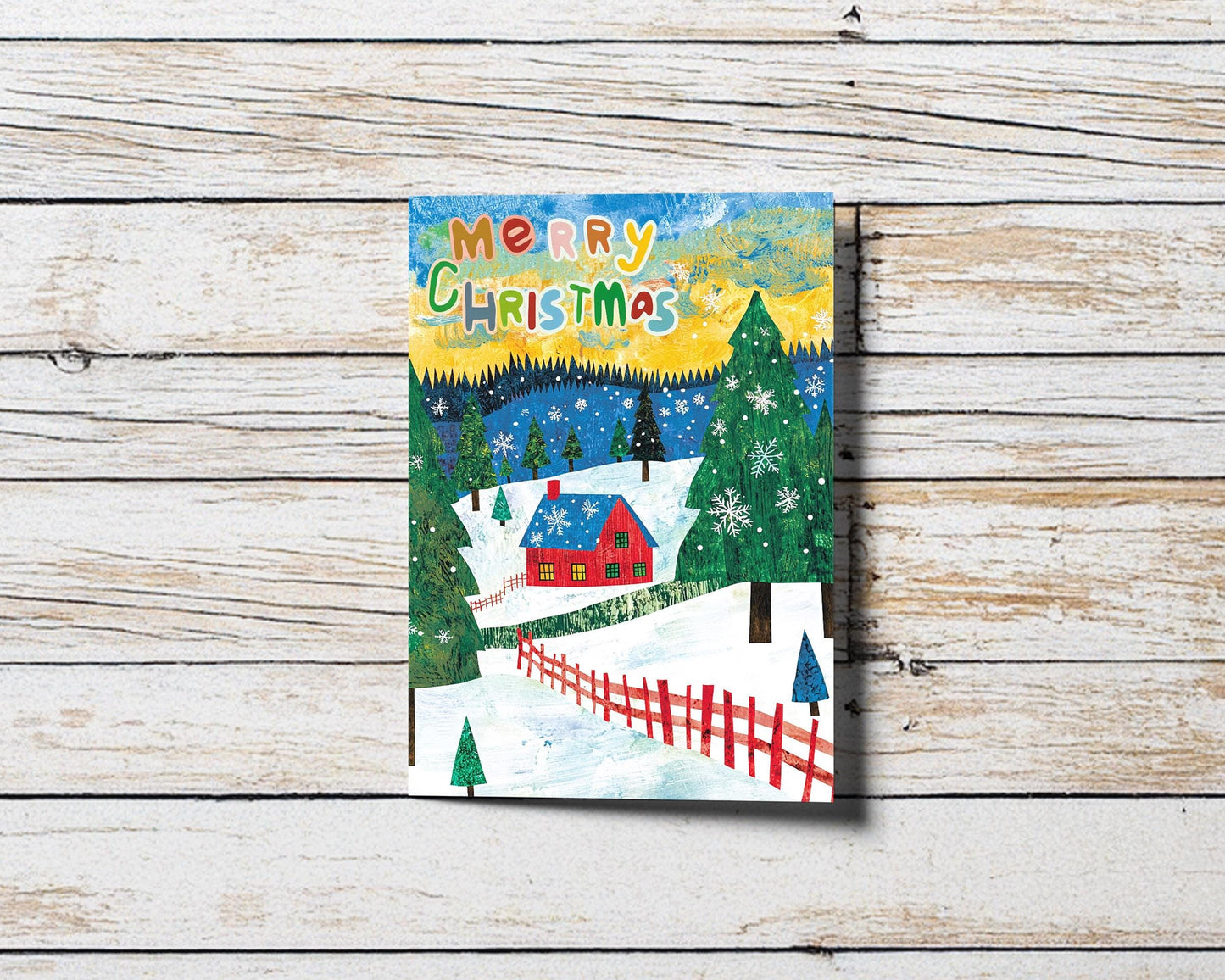 Festive Winter Card Art Whimsical Christmas Illustration Colorful Holiday Scene George Miller