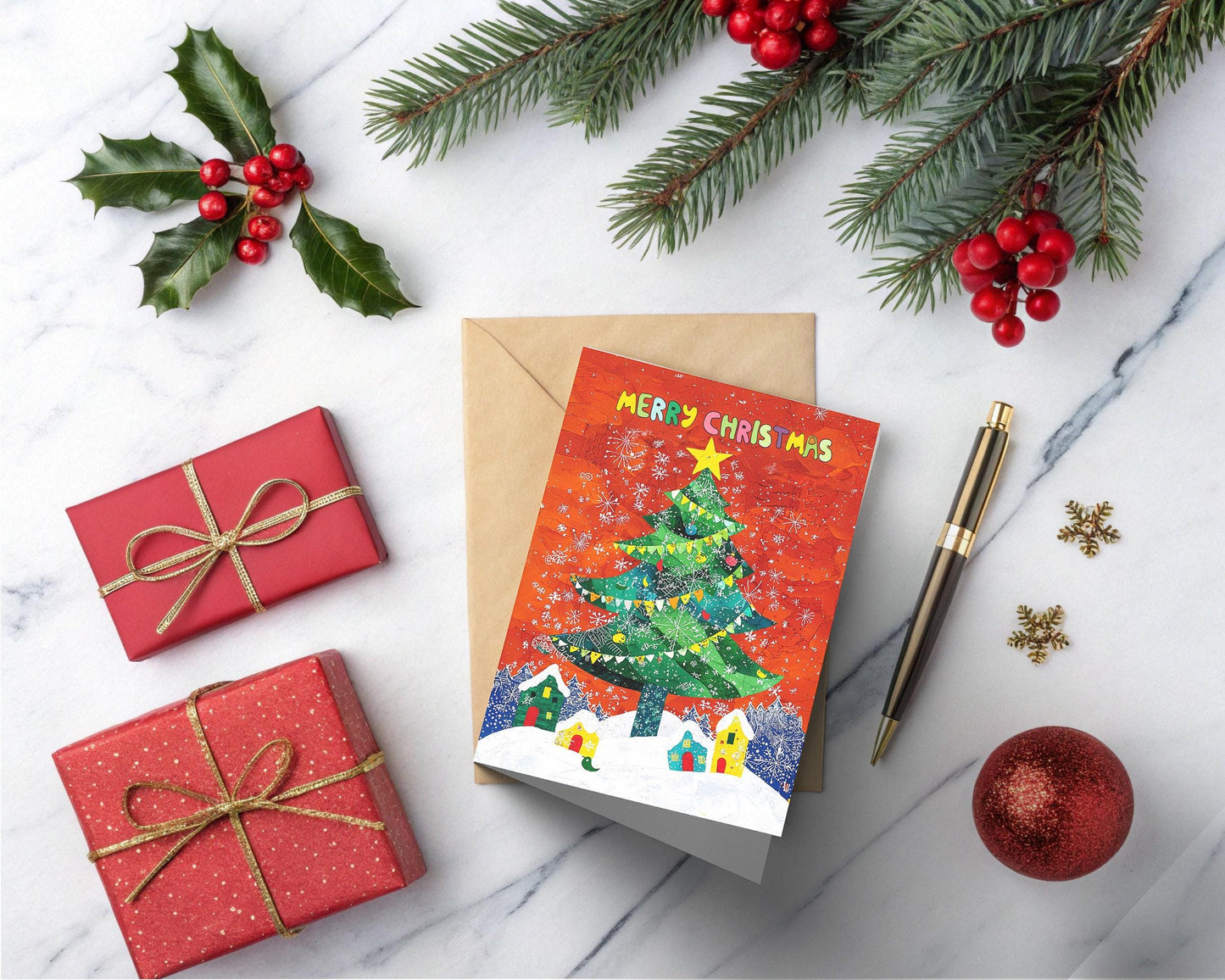 Artistic Holiday Greetings Set | George Miller Christmas Cards | 10 Unique Designs