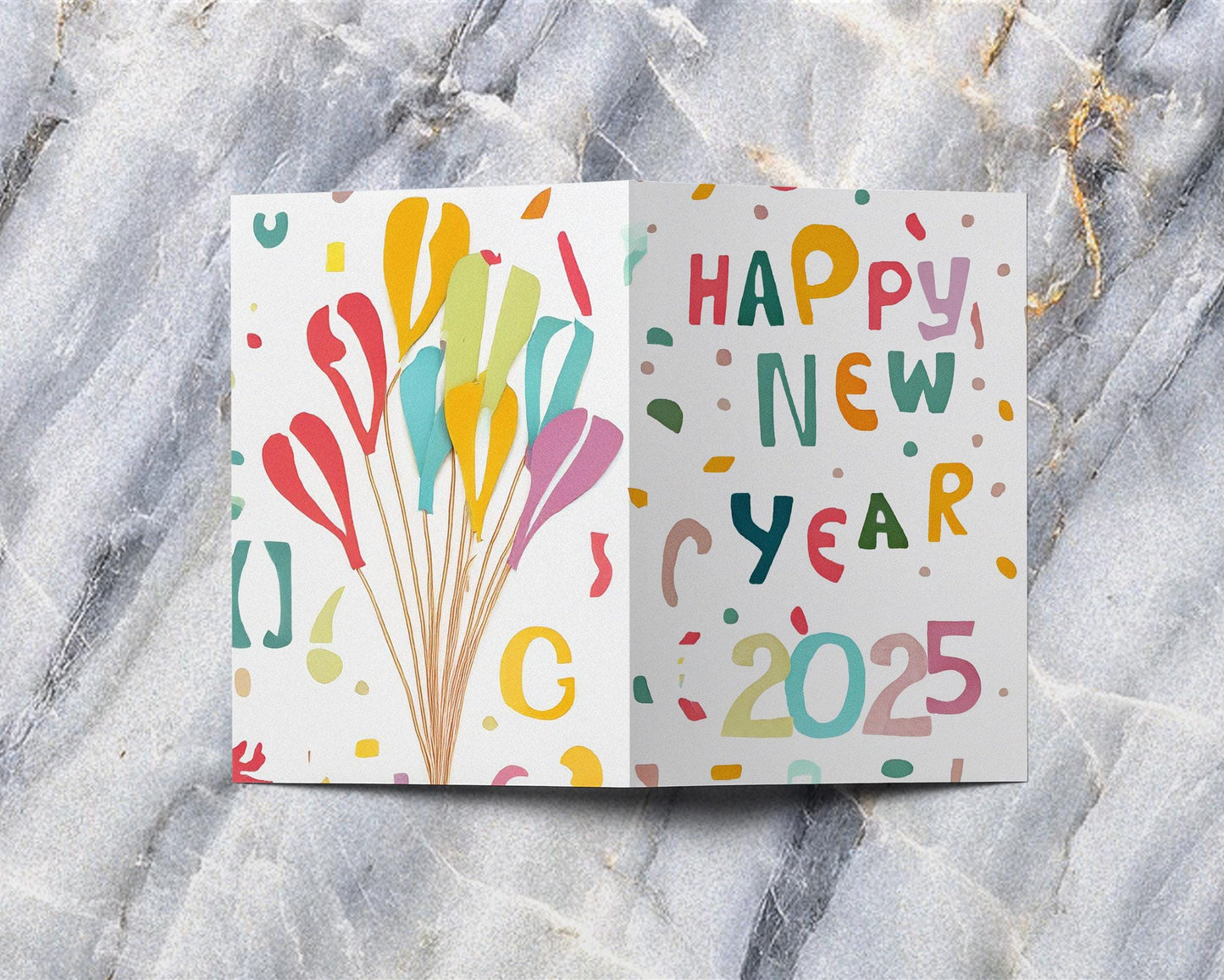 George Miller's 2025 Greeting | Vibrant New Year Card | Hand-Drawn Art | Festive Confetti Design