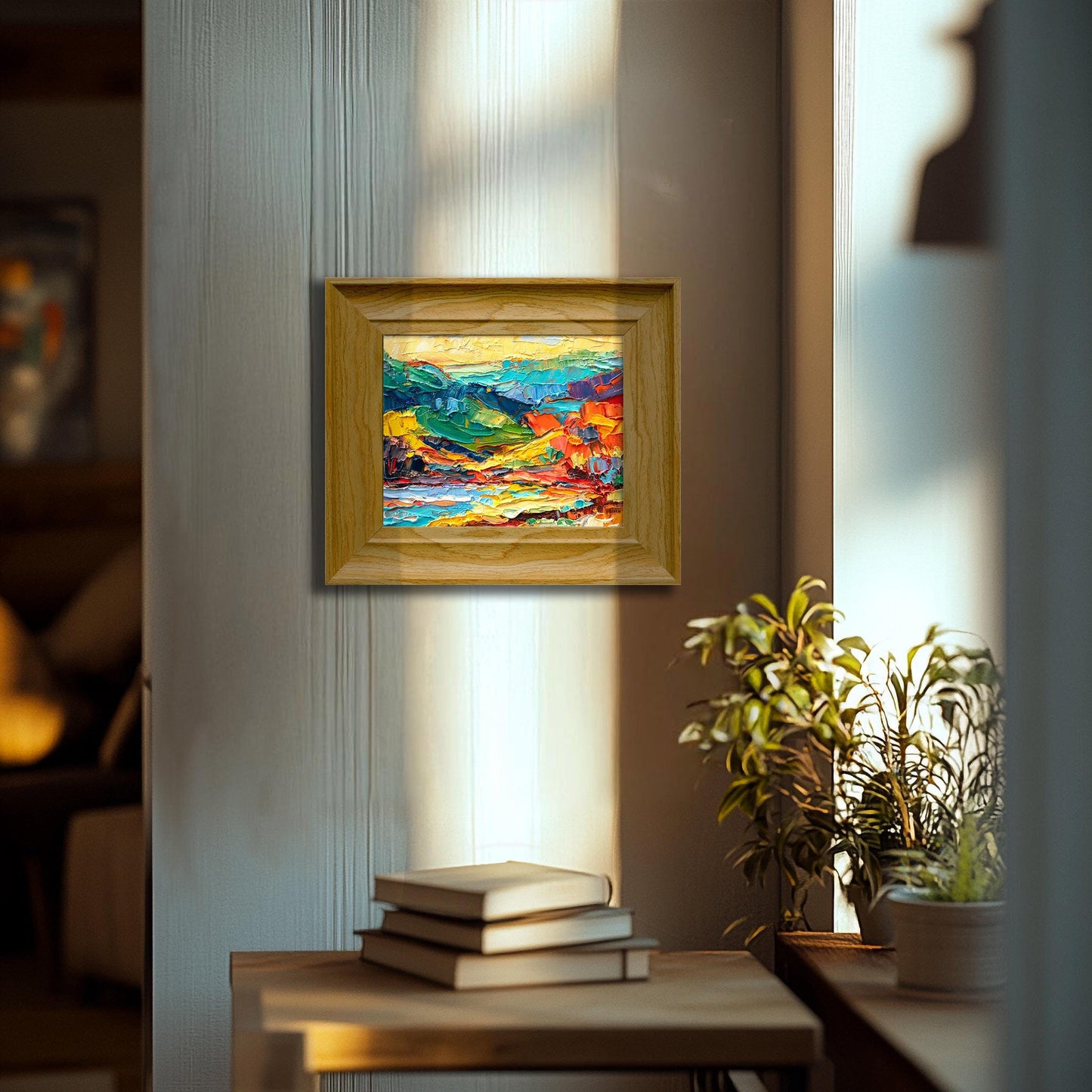 Modern Art Original Oil Painting Colorful Landscape Textured Impasto Small Canvas George Miller