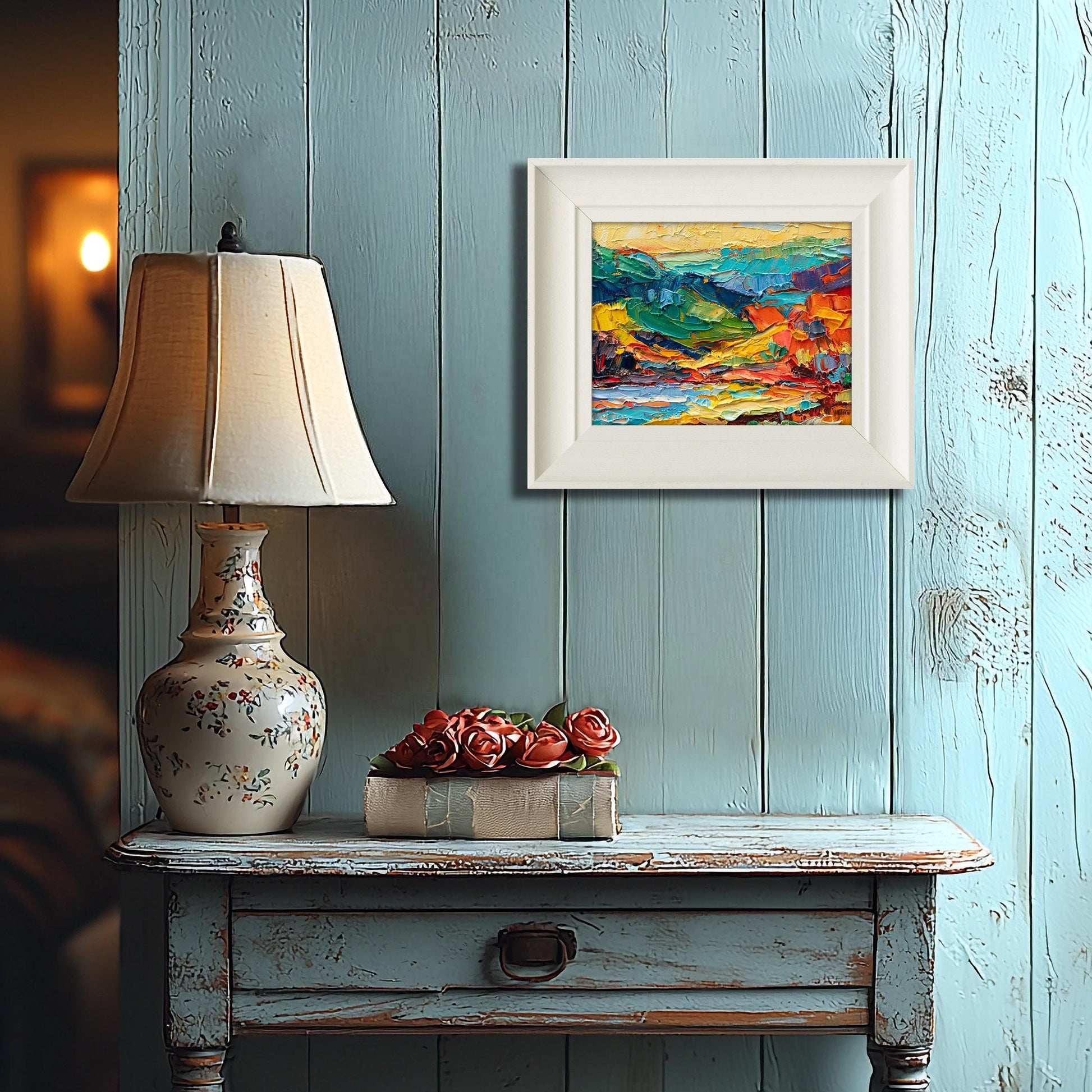 Contemporary Landscape Painting Vibrant Palette Knife Art Original Small Oil Textured Artwork