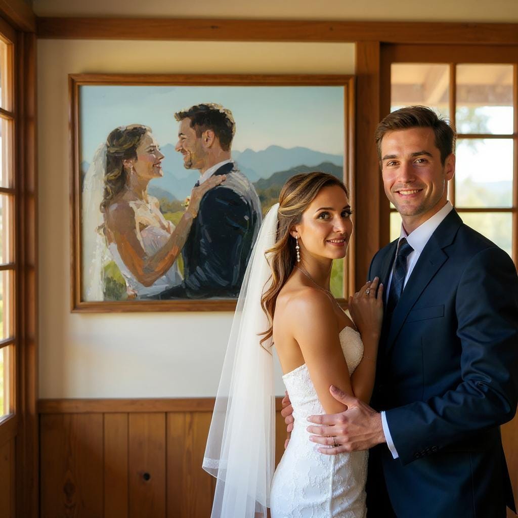 Thick Oil Style Wedding Portrait – Custom Canvas Wall Decor
