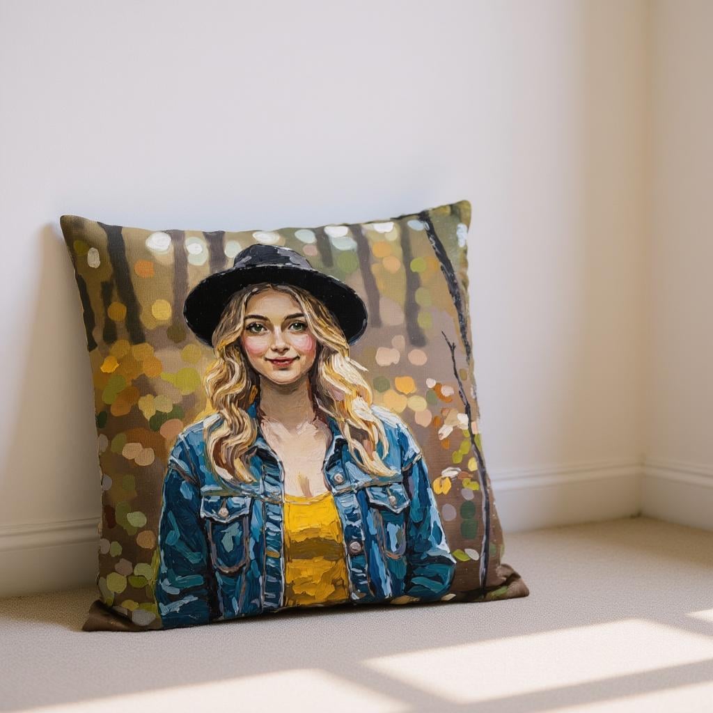 Custom Face Pillow - Oil Painting Look, Double-Sided, Pet or Person