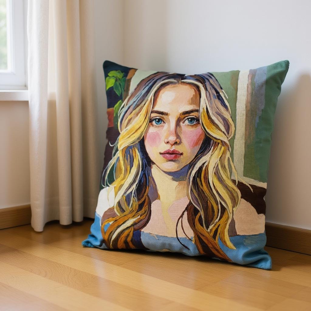 Personalized Portrait Pillow - Thick Painted Style from Your Photo