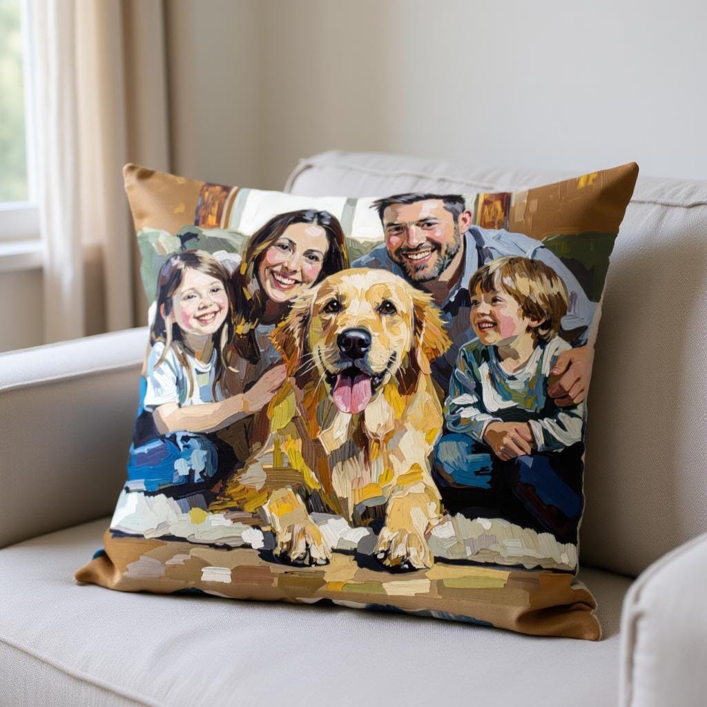 Huggable Custom Art Pillow â Your Photo in Colorful Oil Style