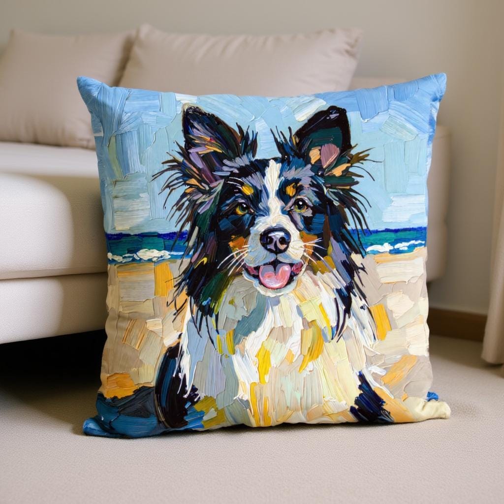 Pet Illustration Pillow - Custom Dog Cat Portrait Pillow from Photo - Unique Pet Gift
