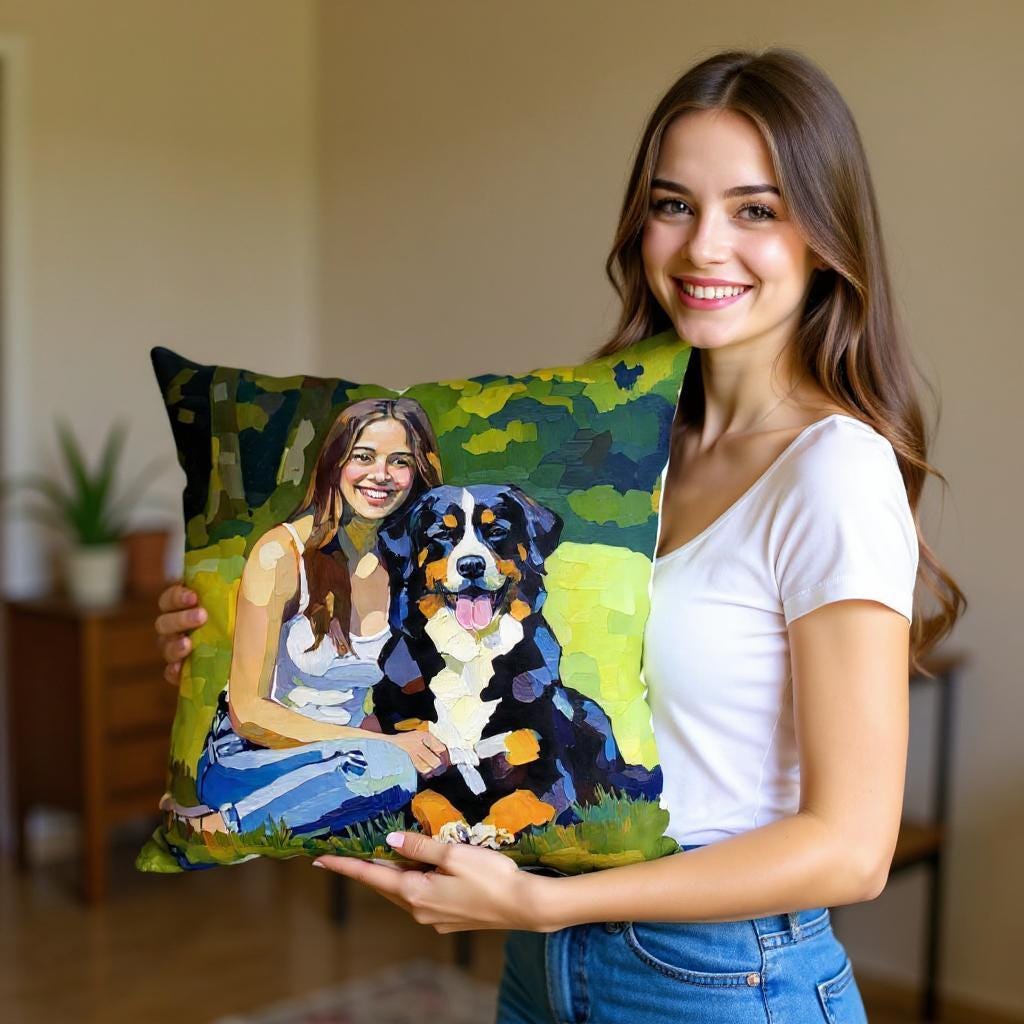 Oil Painting Style Pet Pillow - Custom Portrait of Your Dog or Cat on Throw Pillow
