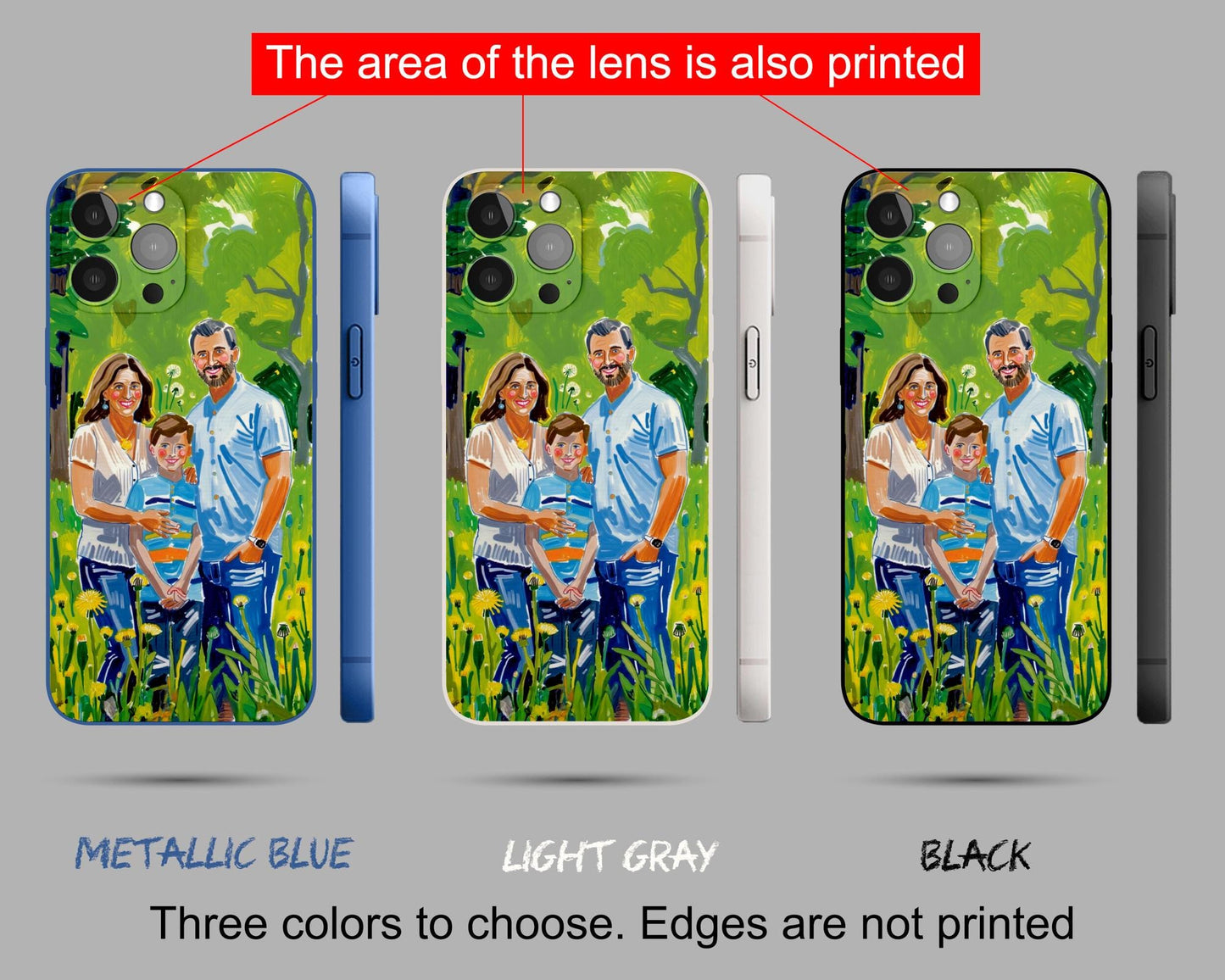 Custom Family Portrait iPhone Case – Illustrated Silicone Cover Gift - Personalized iPhone 15/16 Case – Family Portrait iPhone Cover